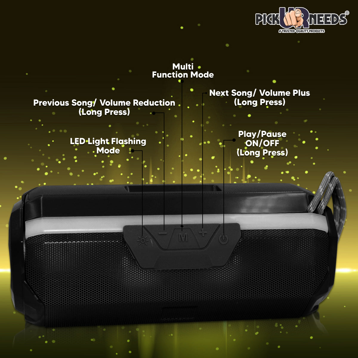 Pick Ur Needs Wireless Rechargeable Mega Bass Portable Bluetooth Speaker | Water Proof | Splash Proof | Premium Speaker