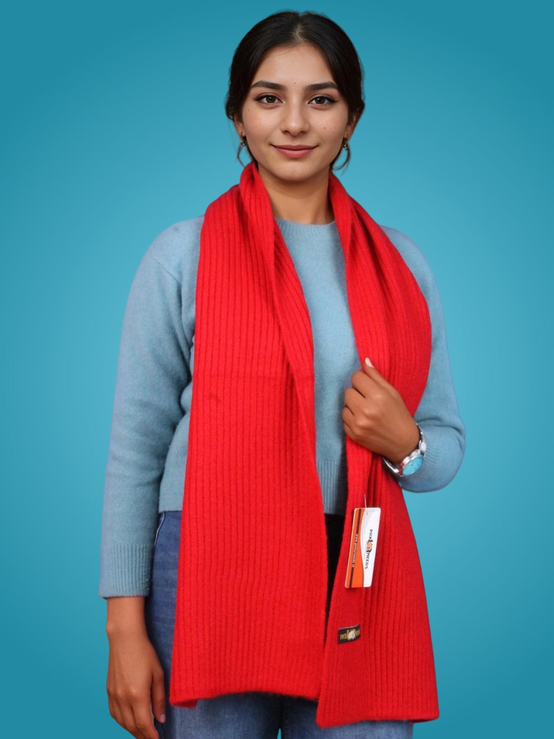 Pick Ur Needs Ultra Soft Ribbed Knit Muffler for Women Warm Winter Woolen Scarf Cozy Lightweight Neck Warmer for Casual & Outdoor Use
