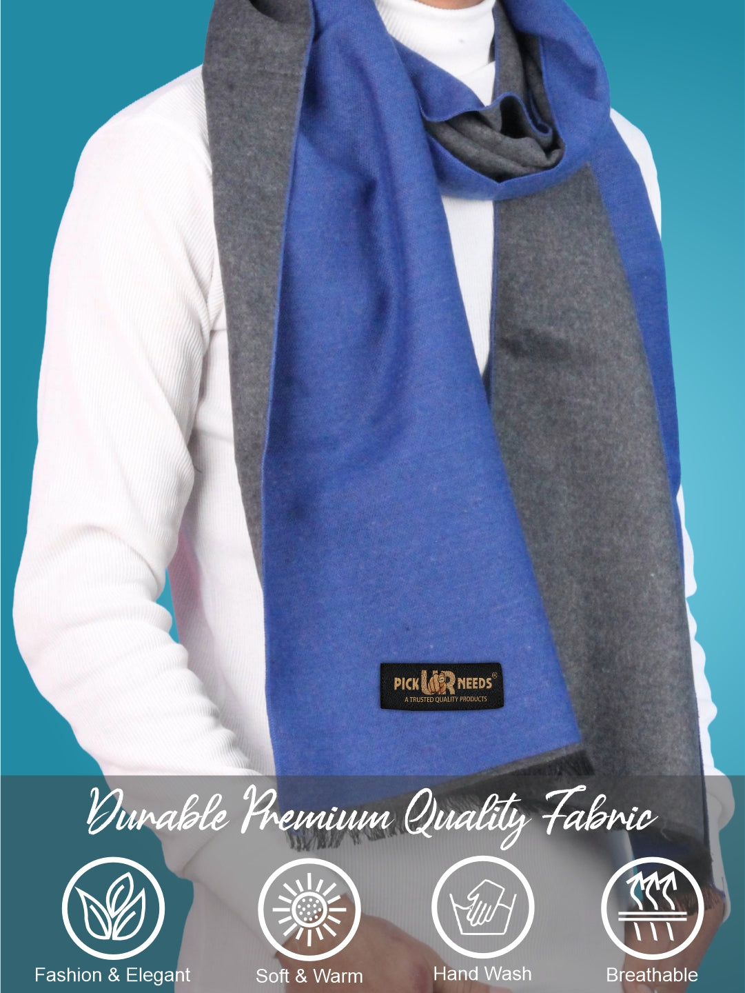 Pick Ur Needs Reversible Winter Muffler for Men Dual-Color Soft Woolen Scarf Warm, Stylish & Lightweight Muffler for Casual, Office & Outdoor Wear