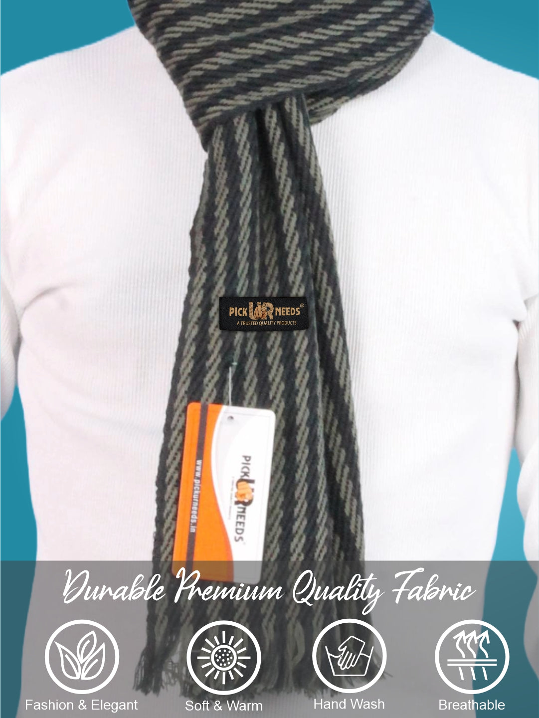 Pick Ur Needs Premium Men's Warm And Stylish Woolen Muffler With Multicolour Stripes And Stylish Tussles Ends