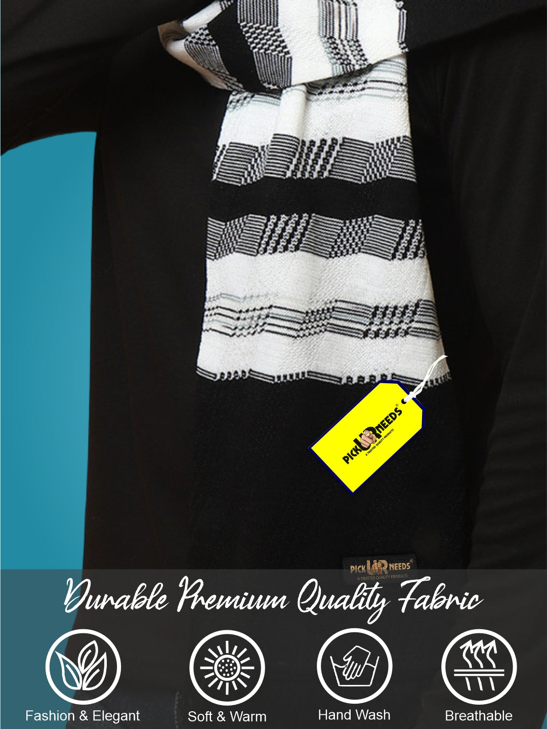 Pick Ur Needs Soft Warm Wool Blend Scarf Premium Knitted Winter Muffler for Men with Stylish Geometric Pattern Trendy Casual & Formal Winter Wear Mufflers