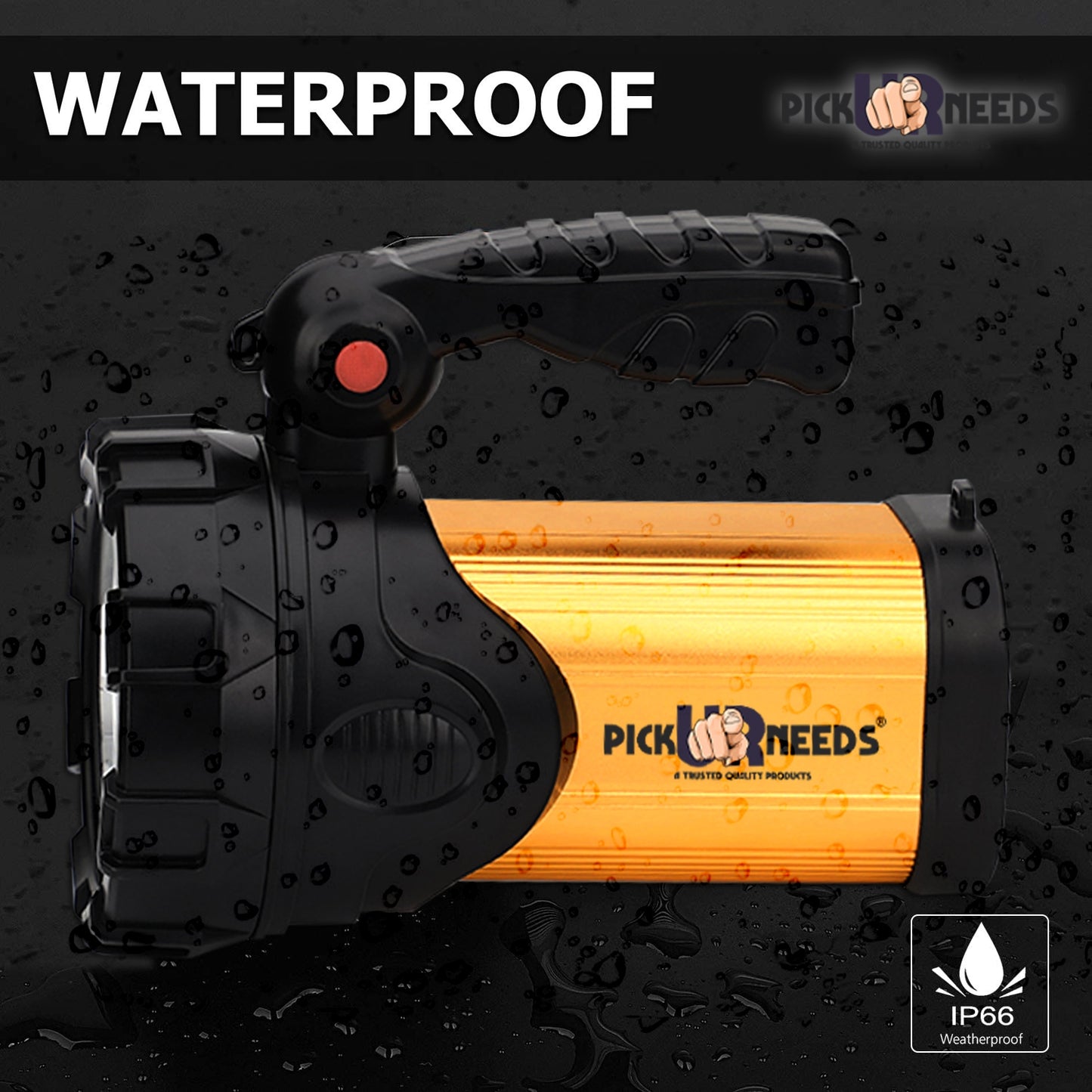 Pick Ur Needs 250W Kissan Long Range Rechargeable Emergency Search Torch | High Power LED Spotlight | 4500mAh Lithium Battery | Handheld Torch with Charger
