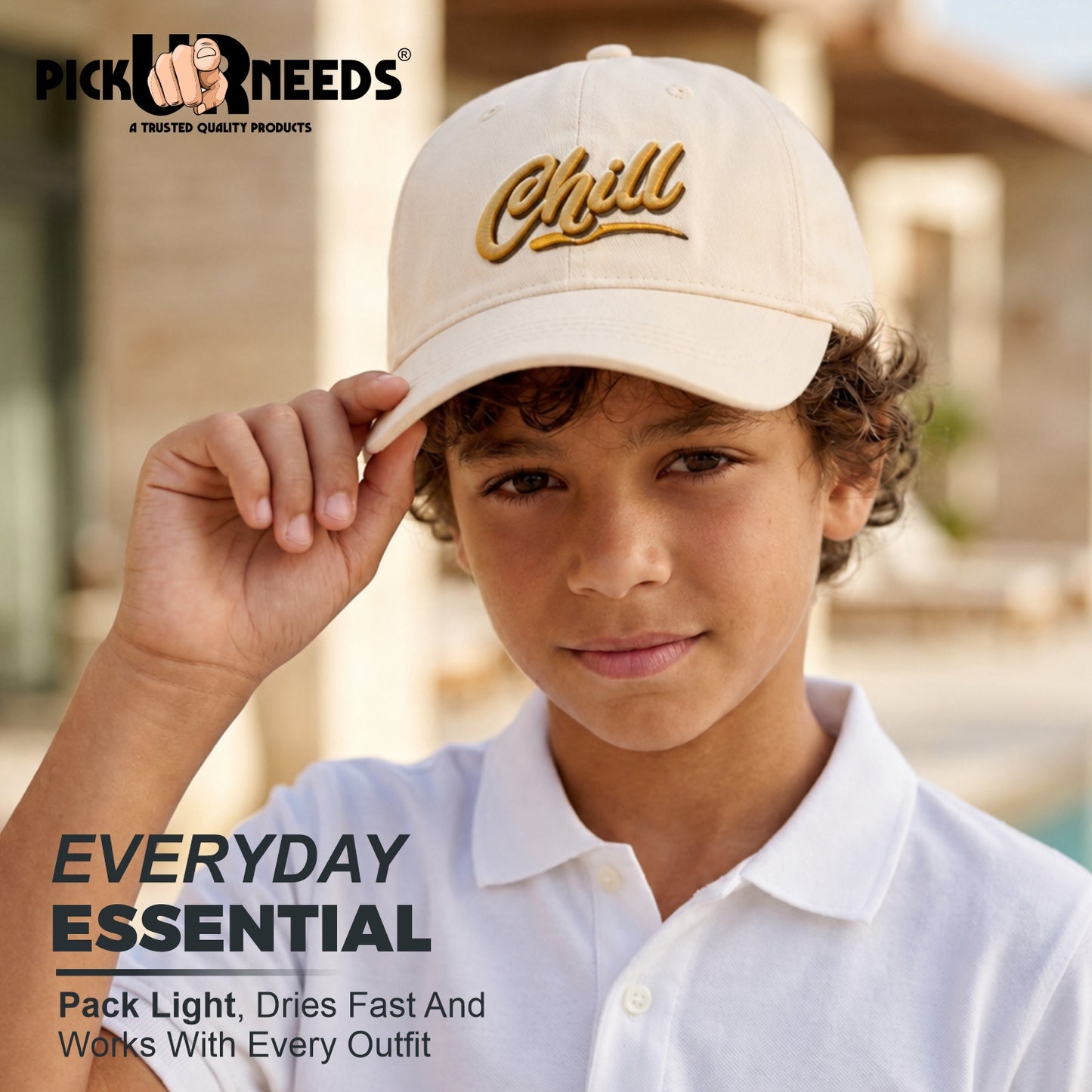 Pick Ur Needs Chill Embroidered Baseball Cap, Adjustable Dad Hat, Everyday Essential Sun Protection Caps Kids