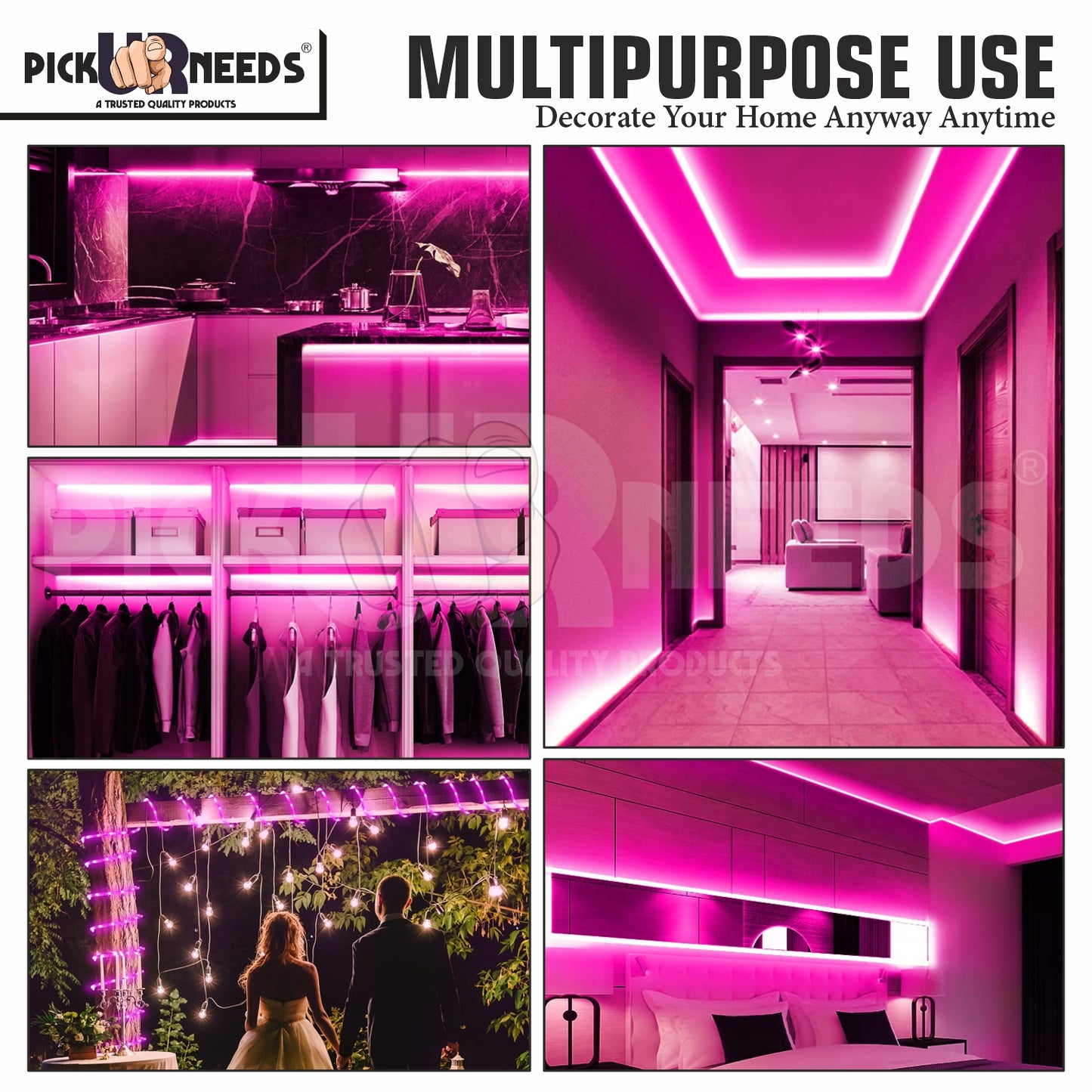 Pick Ur Needs 20M 2400 LED Strip Light-ultra-bright, energy-efficient white LED strip.