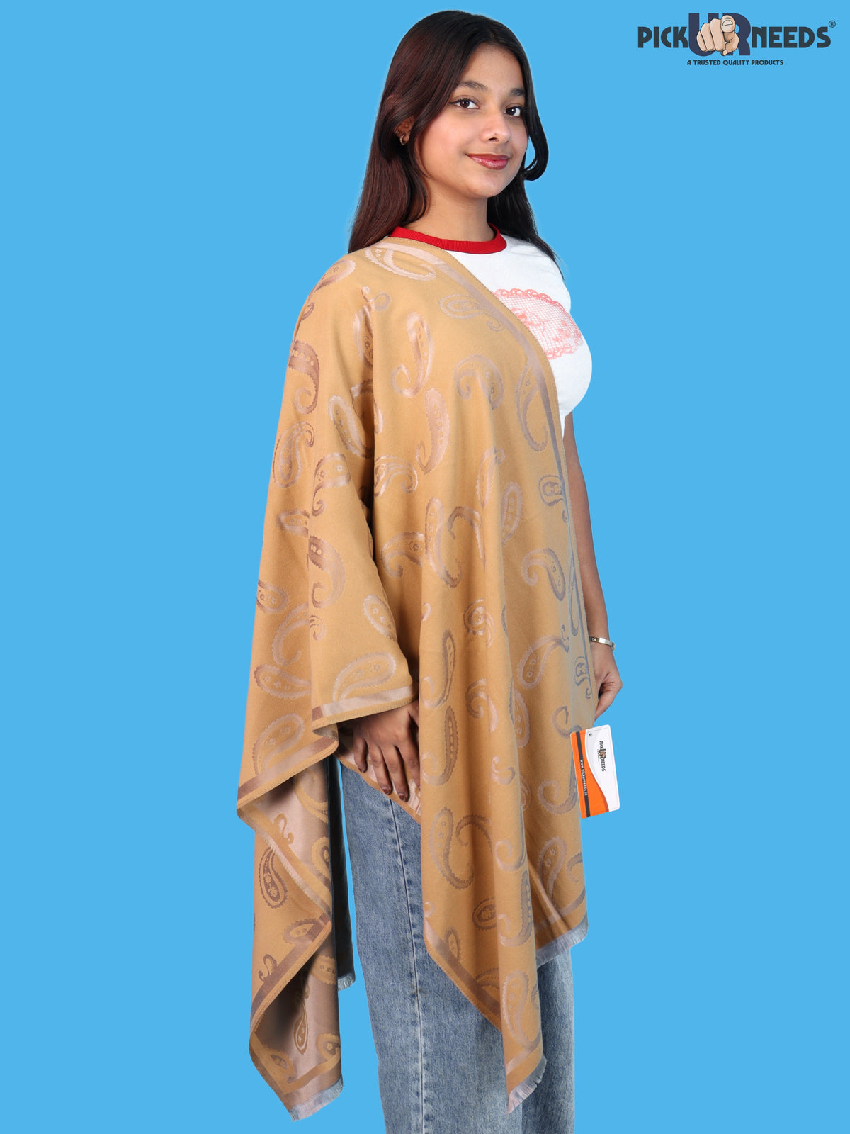 Pick Ur Needs Women & Girls Reversible 2 in 1 Woolen Muffler Soft Warm Dual Side Winter Scarf with Elegant Paisley Pattern
