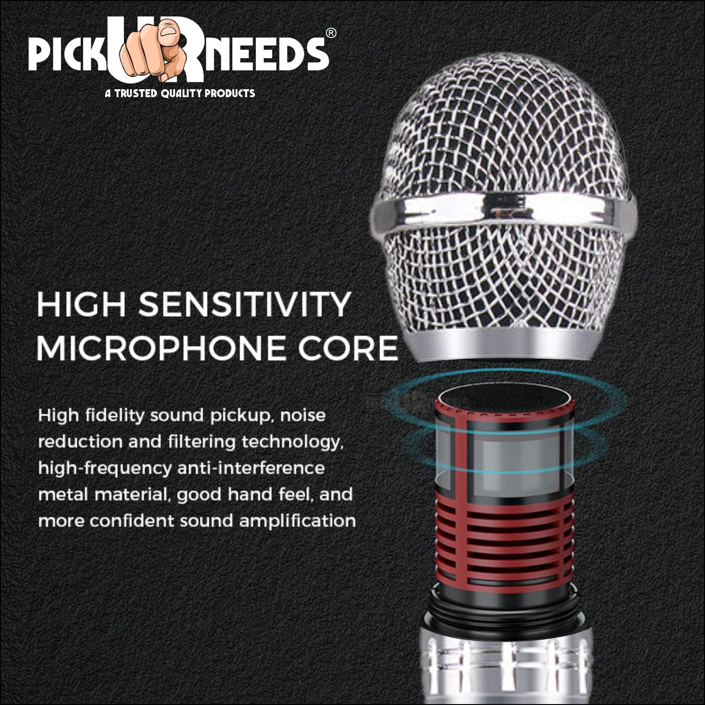 Pick Ur Needs Professional Dynamic Microphone – Wired Cardioid Mic, All-Metal Body- Corded Mic Microphone
