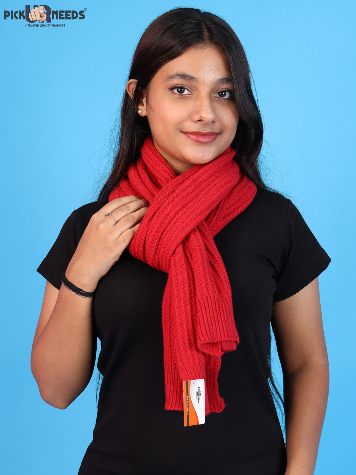 Pick Ur Needs Womens Stylish Knitted Muffler Scarf, Long Ribbed Knit Winter Neck Wrap, Soft Textured Cozy Scarf for Girls