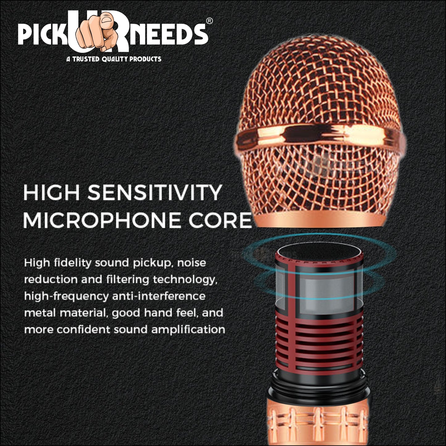 Pick Ur Needs Professional Dynamic Microphone – Wired Cardioid Mic, All-Metal Body- Corded Mic Microphone
