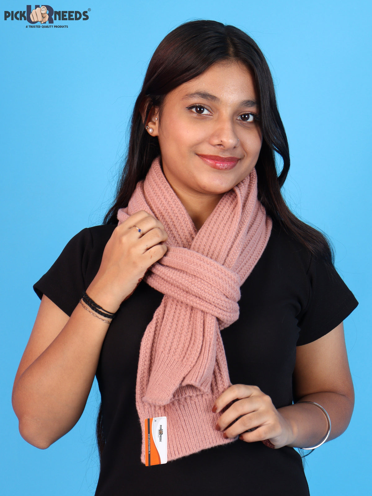 Pick Ur Needs Womens Stylish Knitted Muffler Scarf, Long Ribbed Knit Winter Neck Wrap, Soft Textured Cozy Scarf for Girls