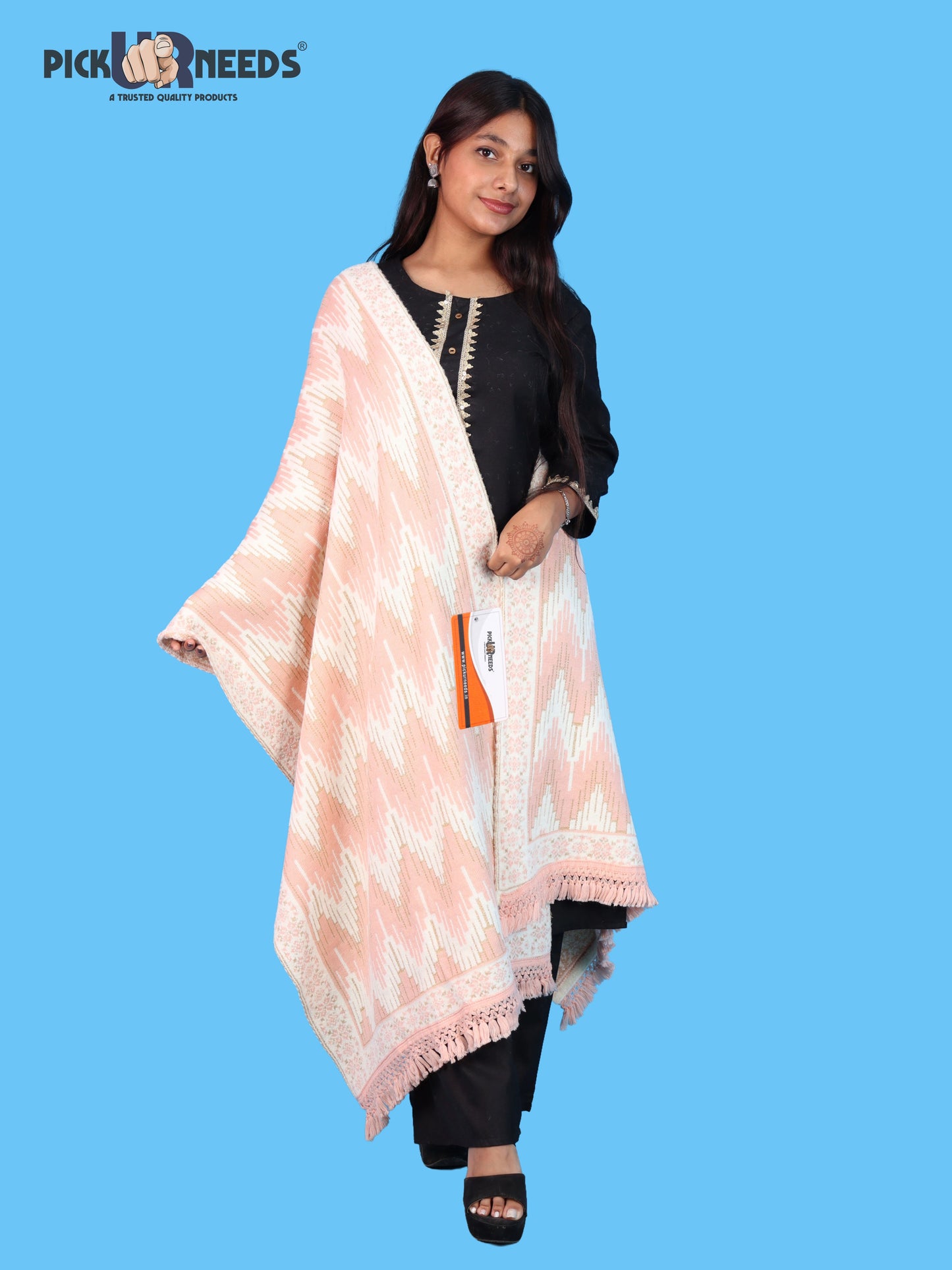 Pick Ur Needs Premium Wool Shawl For Womens & Girls Winter Muffler Soft Knitted Designer Wrap Warm Stole