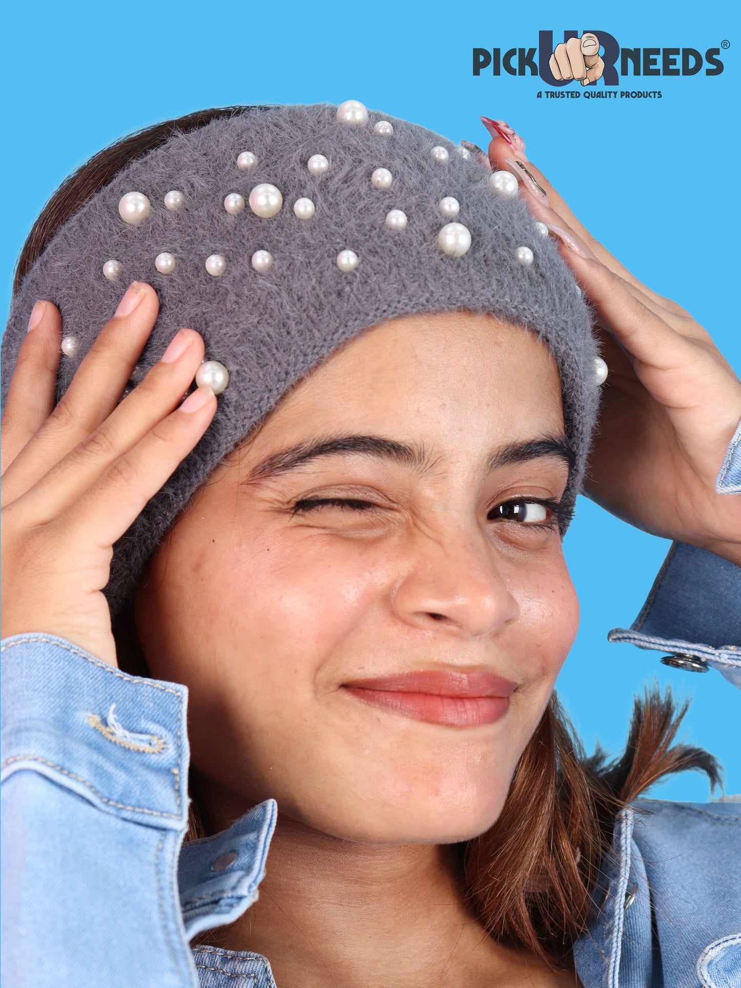 Pick Ur Needs Stylish & Cozy Pearl Embellished Winter Headband