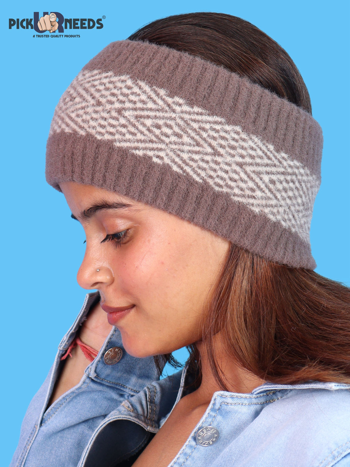 Pick Ur Needs Unisex Winter Headband Ear Warmer For Women & Men Soft Stretch Warm Head Wrap with Geometric Pattern