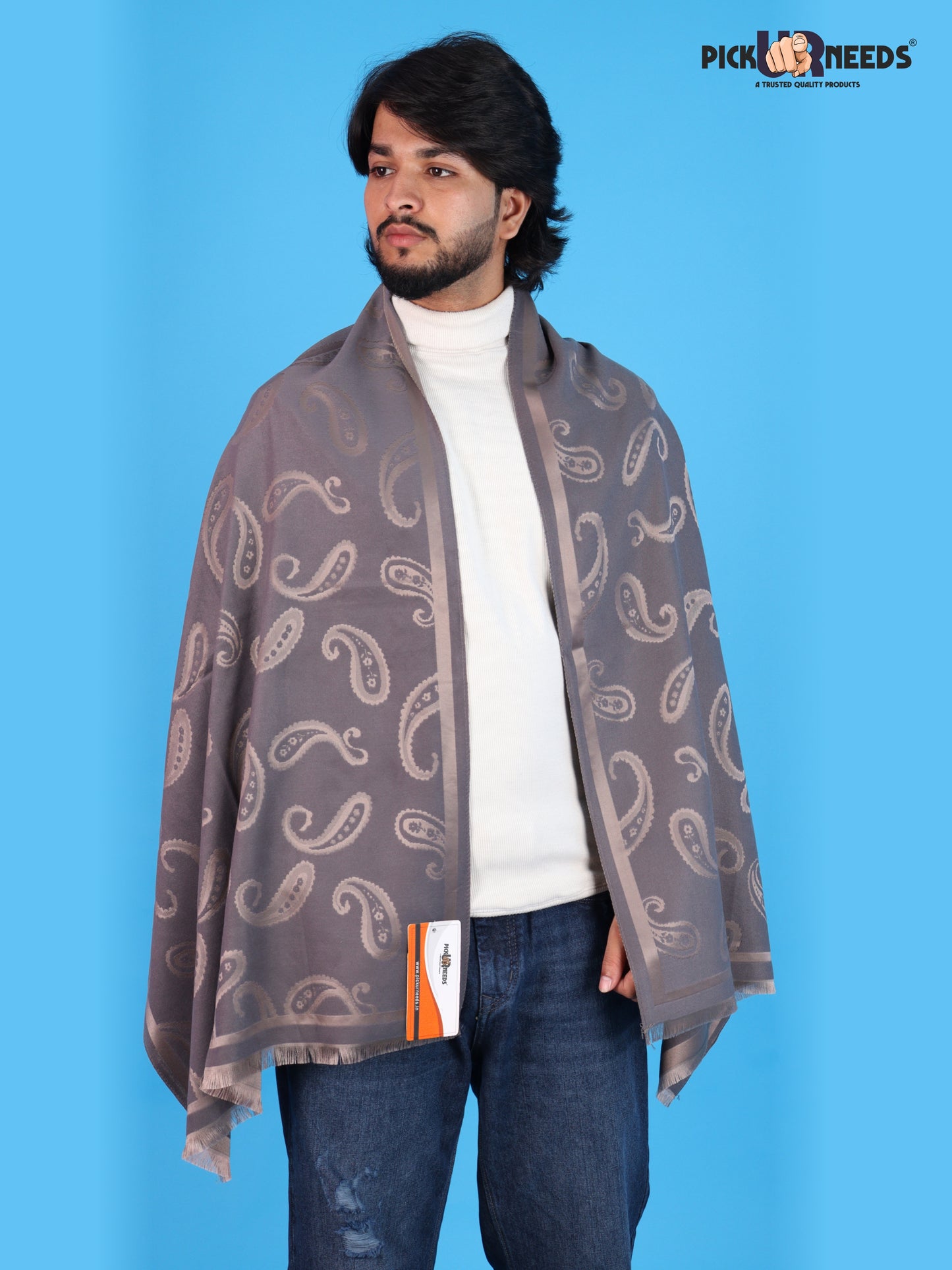 Pick Ur Needs Mens 2-in-1 Shawl & Stole, Elegant Paisley Print Winter Wrap, Lightweight Warm Shoulder Scarf for Boys, Stylish Reversible-Style