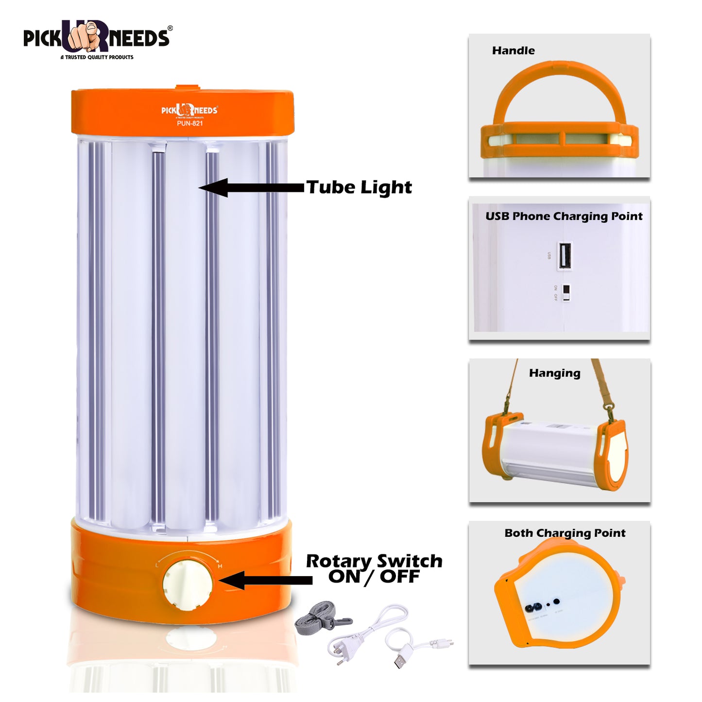 Pick Ur Needs Rechargeable Lantern Emergency Light 3 Long Tube For Home With 15 Hrs Lantern Emergency Light