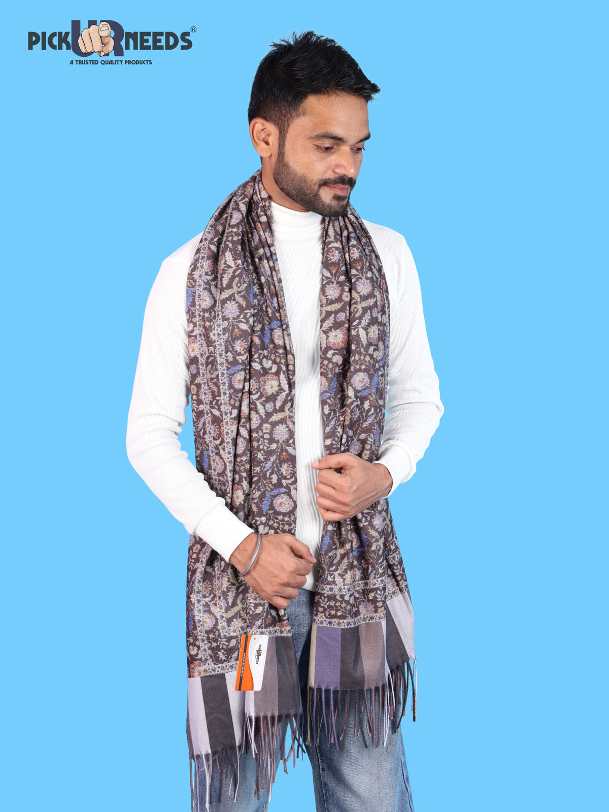Pick Ur Needs Men’s Winter Shawl Soft Printed Warm Wrap with Fringed Ends for Casual & Formal Wear For Boys