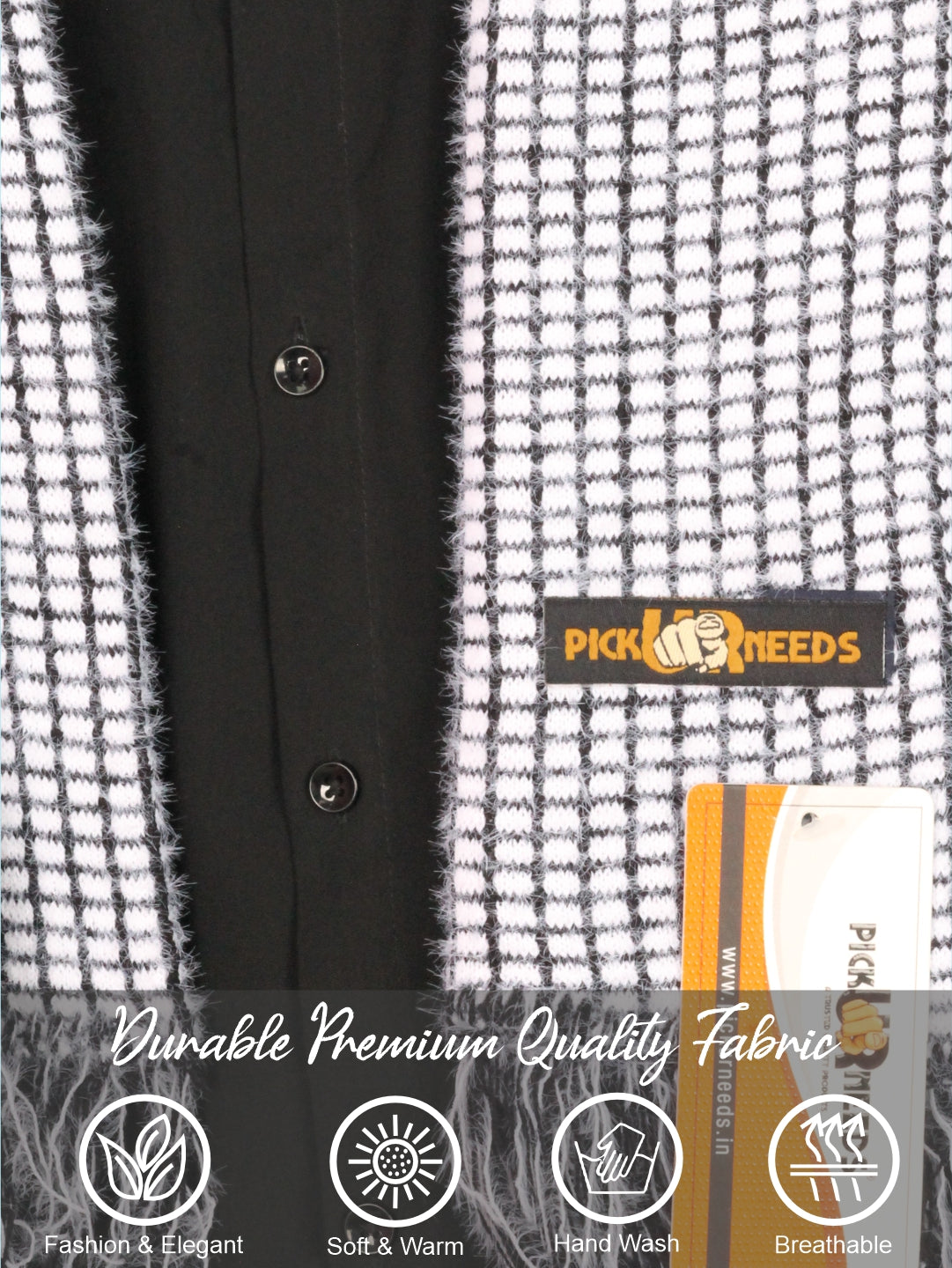 Pick Ur Needs Soft Warm Woolen Premium Winter Muffler for Men Scarf with Stylish Check Pattern Long & Comfortable Cold Weather Neck Wrap