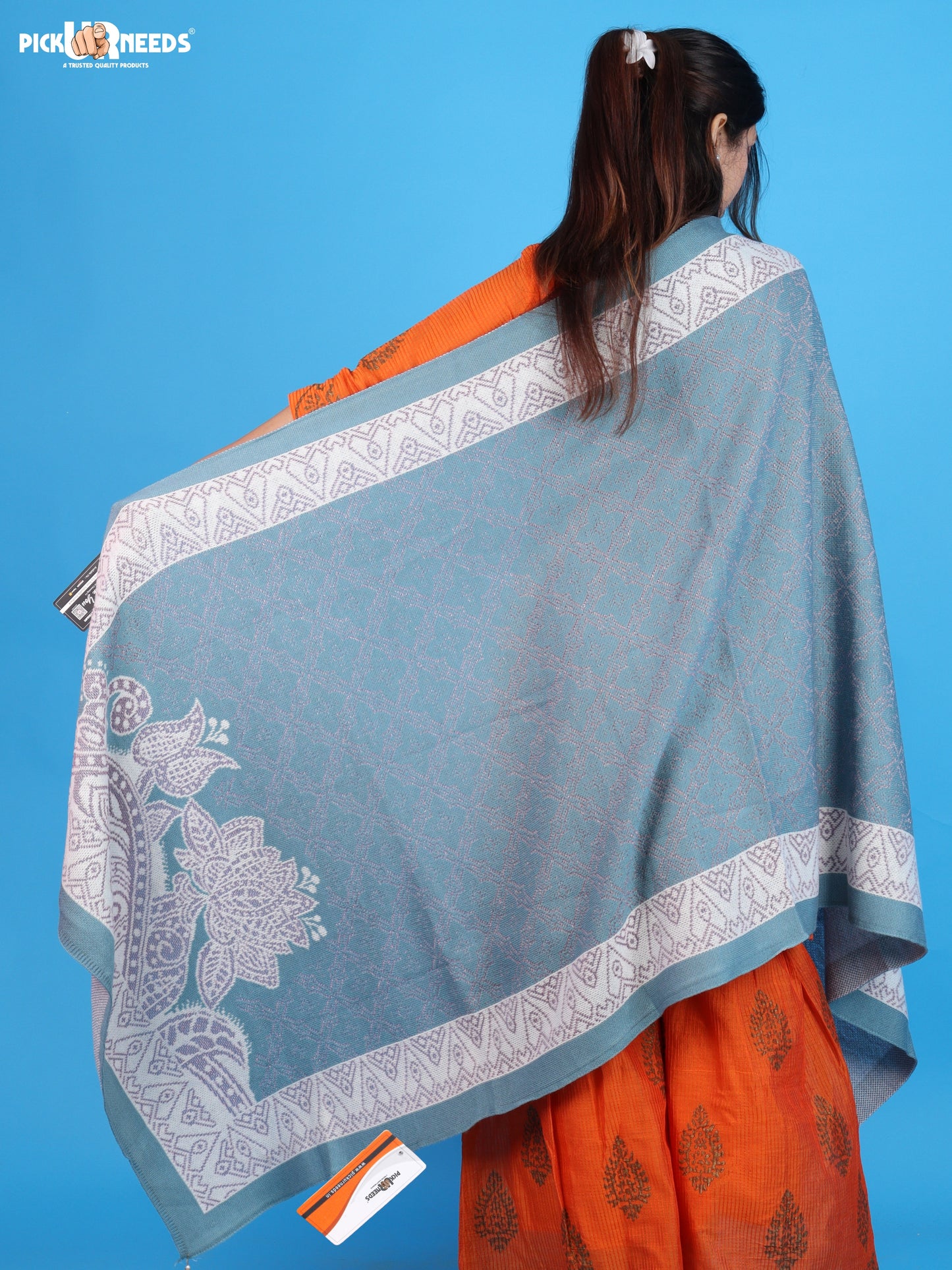 Pick Ur Needs Womens & Girls Soft Knitted Winter Shawl with Elegant Floral & Geometric Pattern, Warm Lightweight Stylish Stole For Ladies