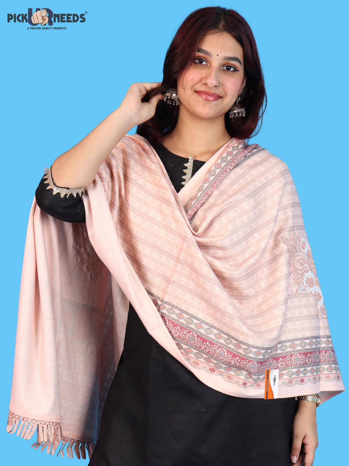 Pick Ur Needs Premium Soft Woolen Women & Girls Stylish Shawl with Elegant Design for Winter & Wedding