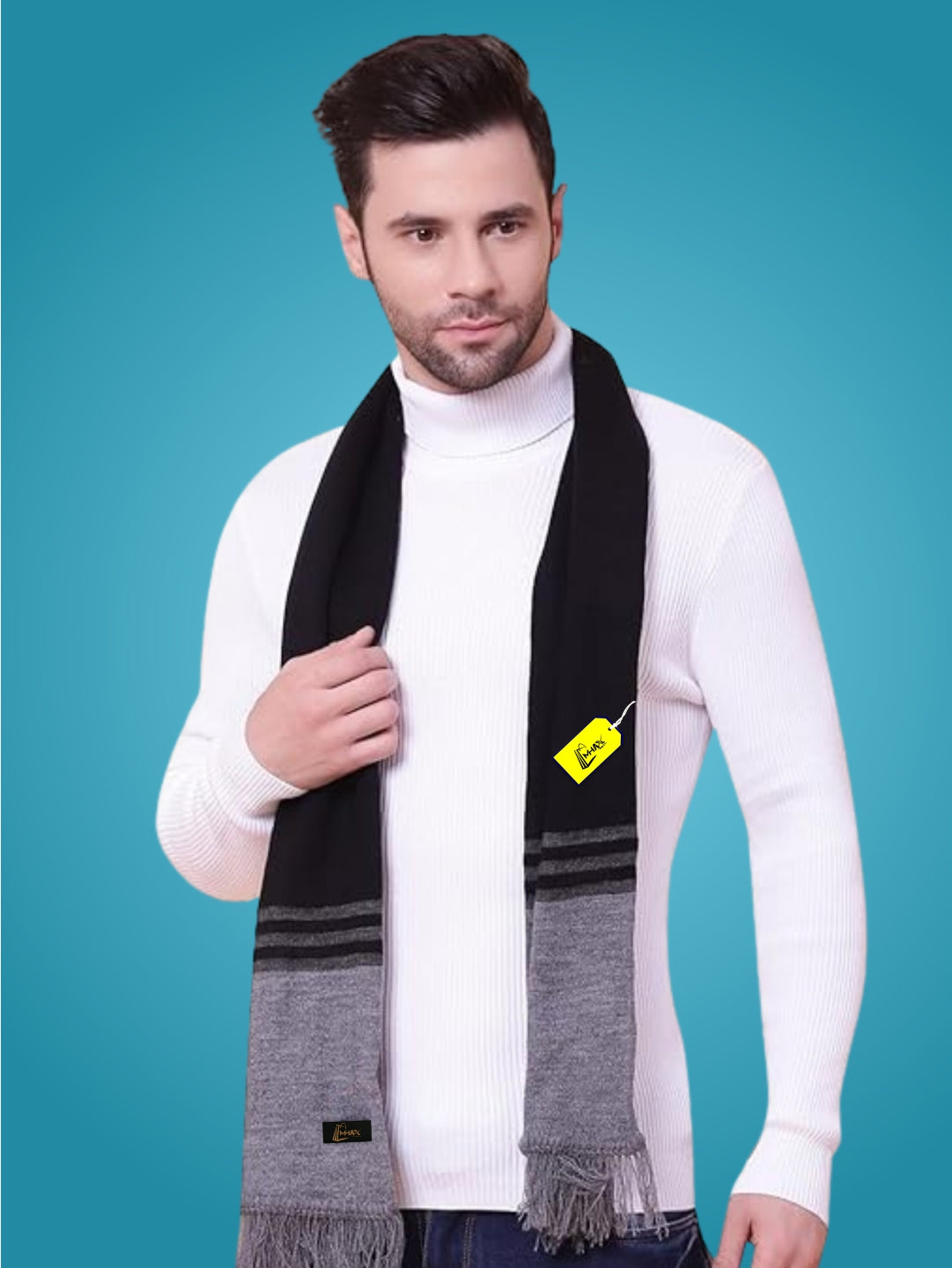 Pick Ur Needs Men's Stylish Striped Knitted Winter Scarf | Soft, Warm & Breathable Muffler for Casual & Formal Wear
