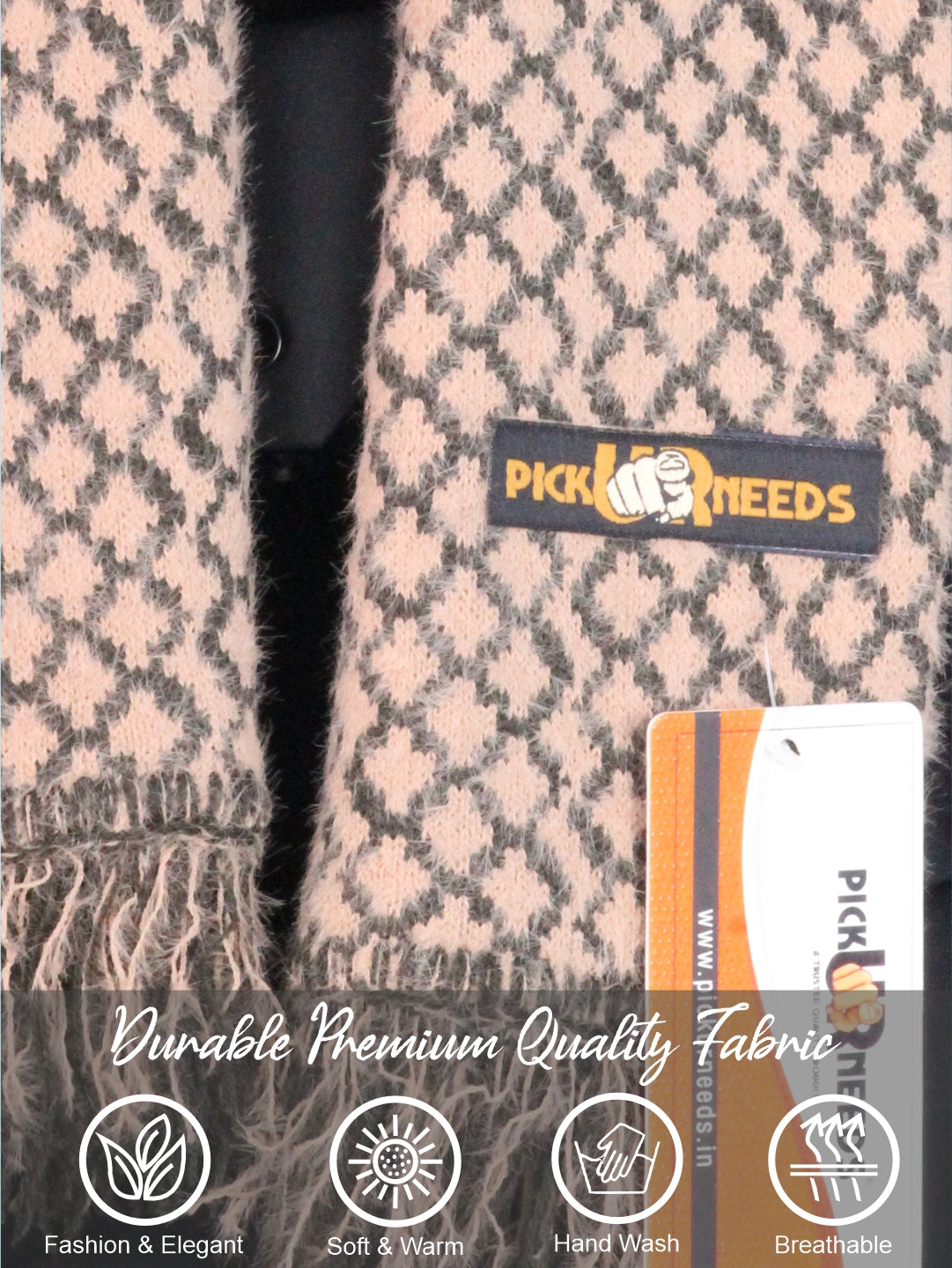 Pick Ur Needs Soft Warm Woolen Premium Winter Muffler for Men Scarf with Stylish Check Pattern Long & Comfortable Cold Weather Neck Wrap