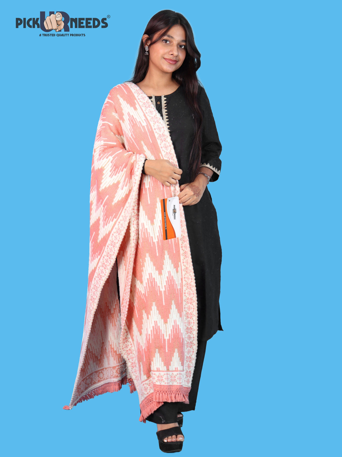 Pick Ur Needs Premium Wool Shawl For Womens & Girls Winter Muffler Soft Knitted Designer Wrap Warm Stole