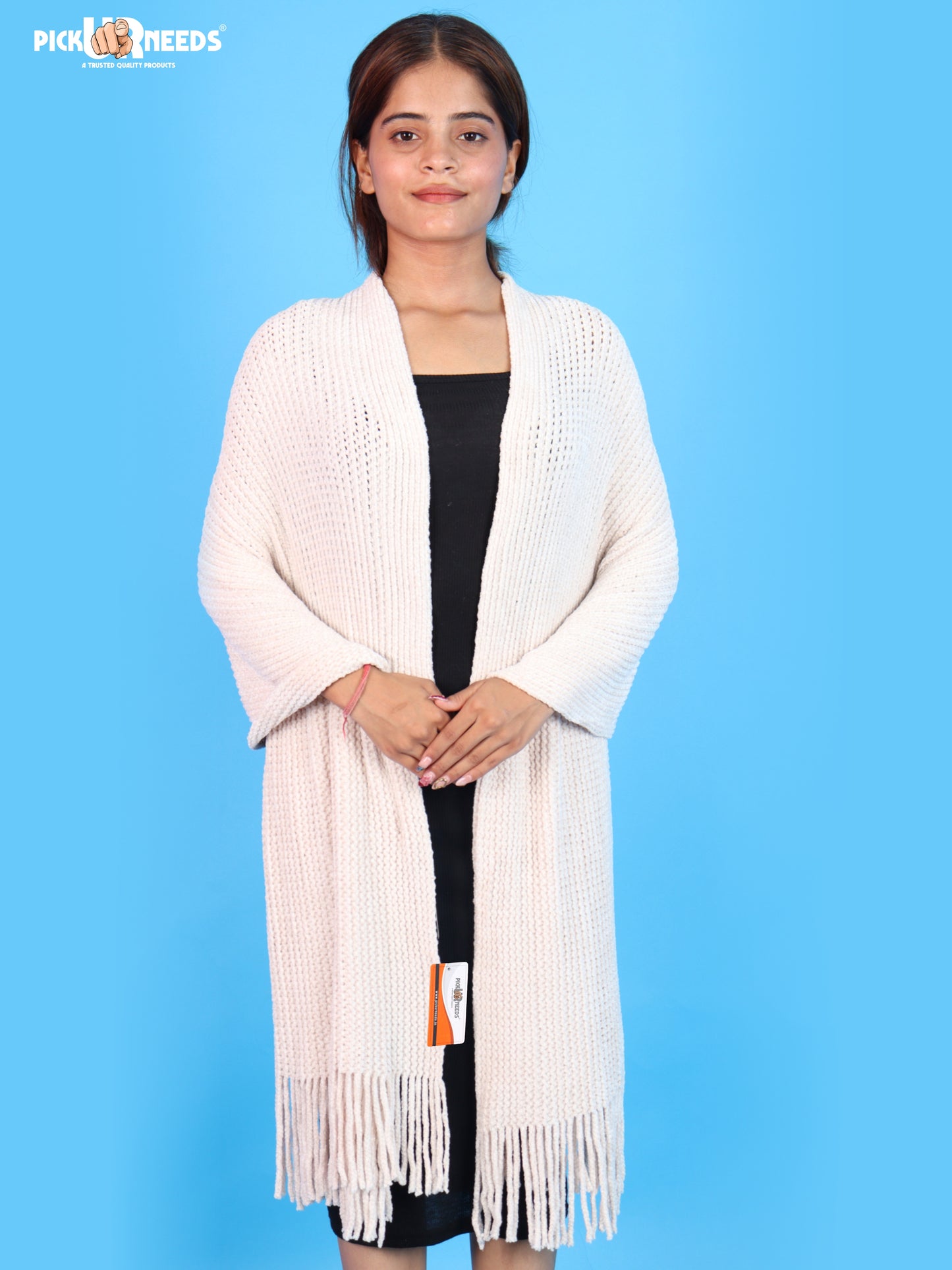 Pick Ur Needs Womens Winter Shawl with Soft Plush Texture & Long Fringe Detailing Stole Elegant Wrap for Ladies & Girls Cozy Seasonal Shoulder Cover for Casual, Ethnic & Western Outfits