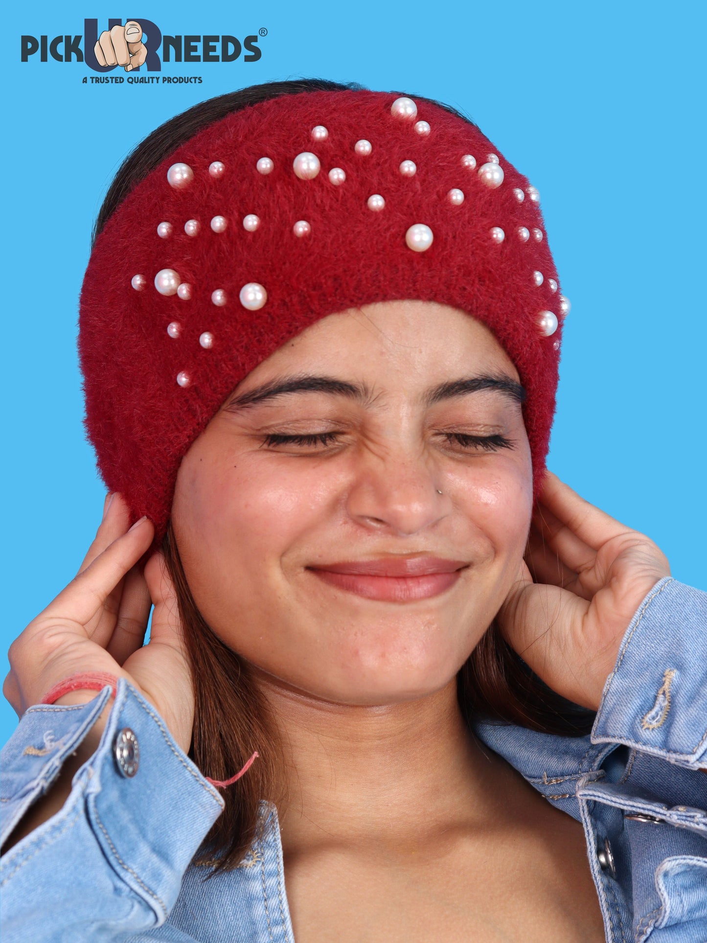 Pick Ur Needs Stylish & Cozy Pearl Embellished Winter Headband