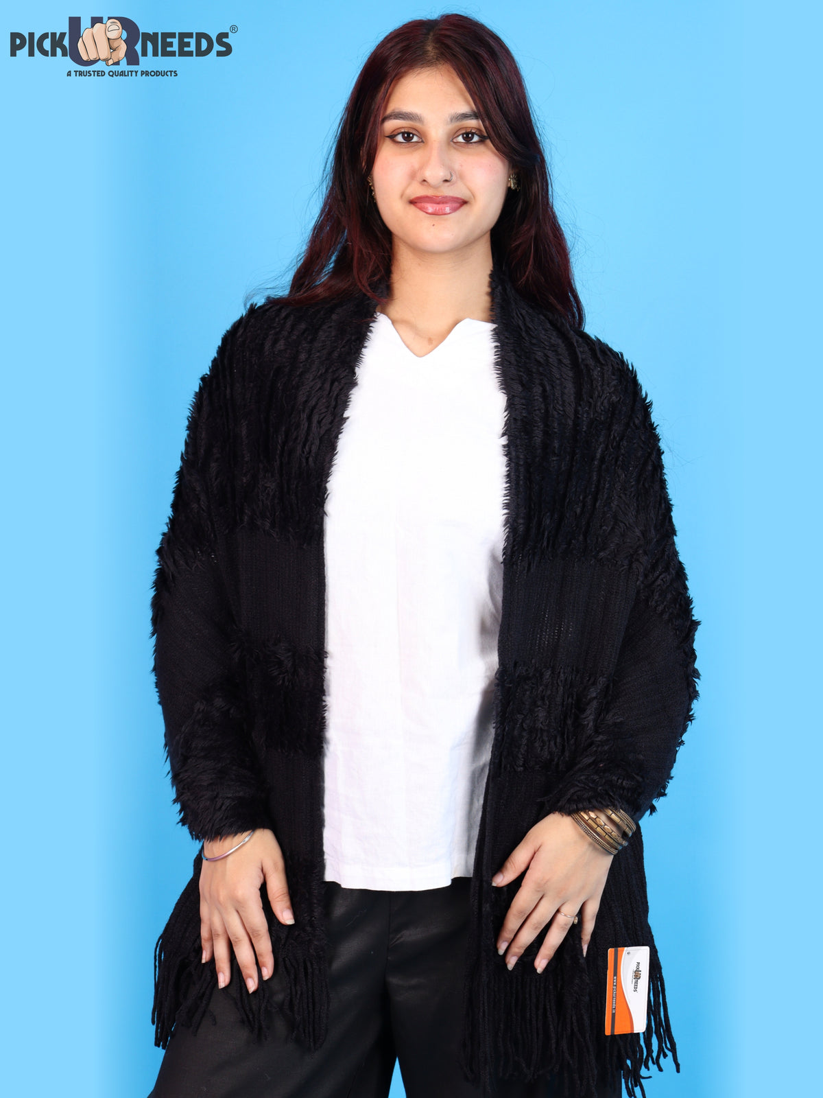 Pick Ur Needs Premium Winter Muffler for Women & Girls Soft Textured Woven with Fringe Detailing Warm Lightweight Neck Wrap