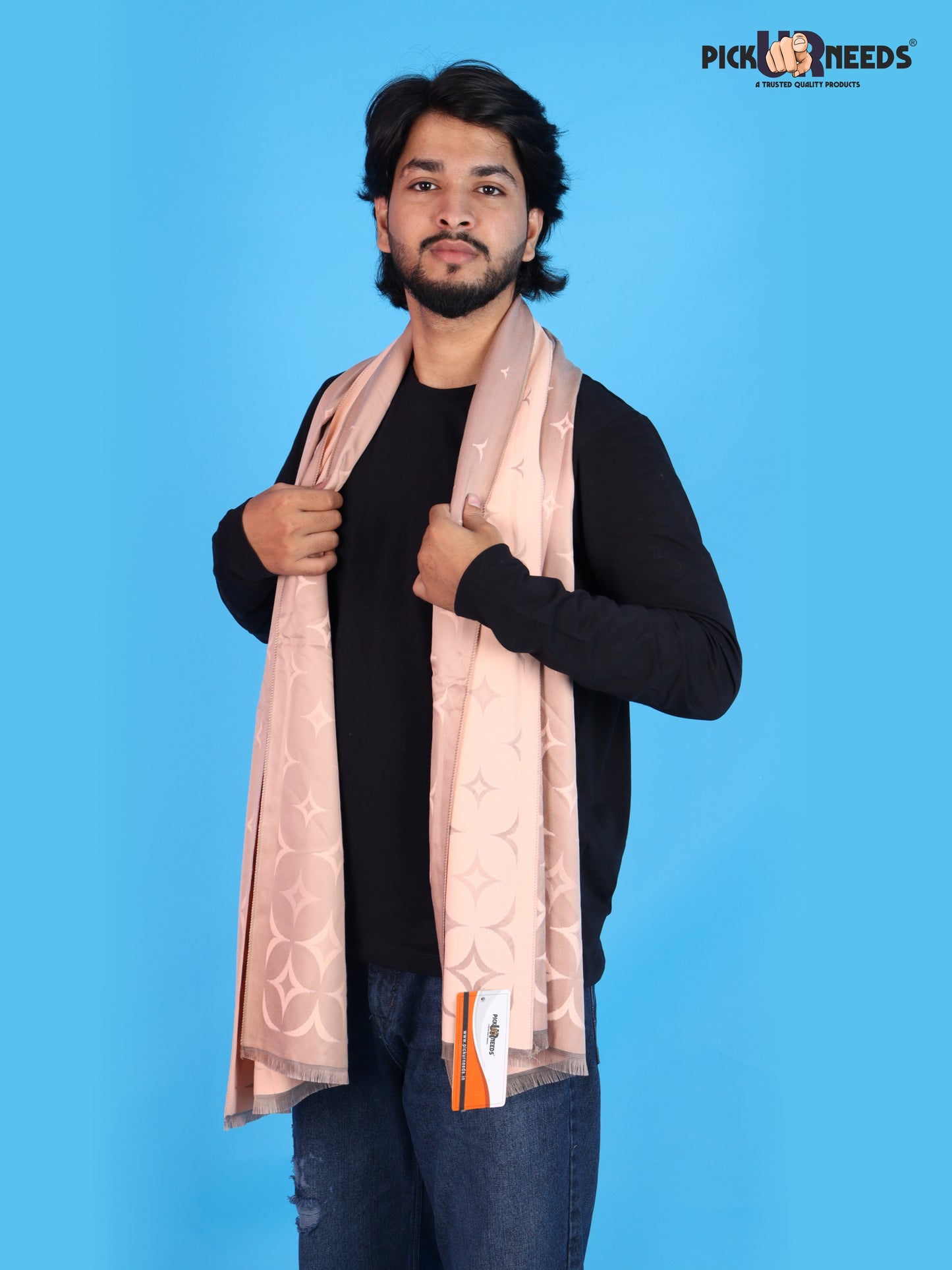 Pick Ur Needs Mens 2-in-1 Reversible Shawl Stylish Printed Winter Shawl for Boys Soft Warm Woolen Stole Premium Large Winter Wrap