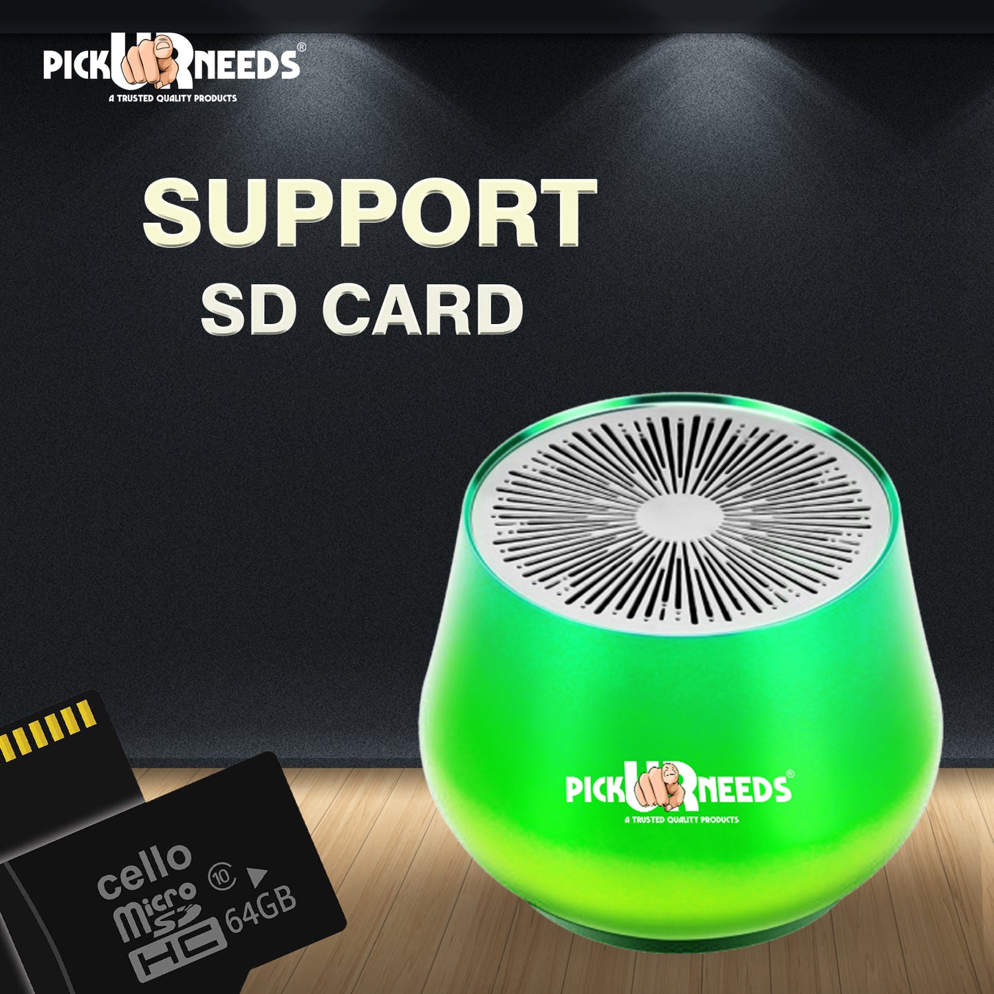 Pick Ur Needs  Mini TWS Metal Body Rechargeable Speaker With Calling Function / TF Card Support 8 W Bluetooth Speaker  (Green, 5.0 Channel) Be the first to Review this product