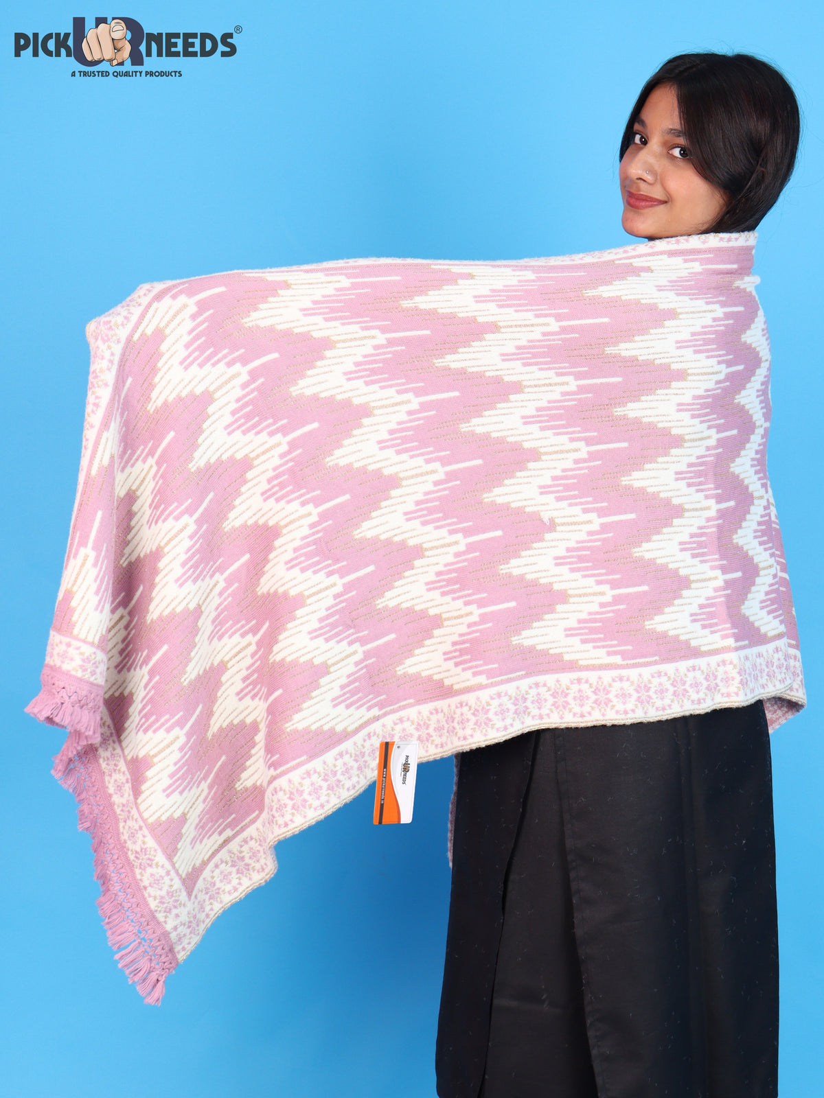 Pick Ur Needs Premium Wool Shawl For Womens & Girls Winter Muffler Soft Knitted Designer Wrap Warm Stole