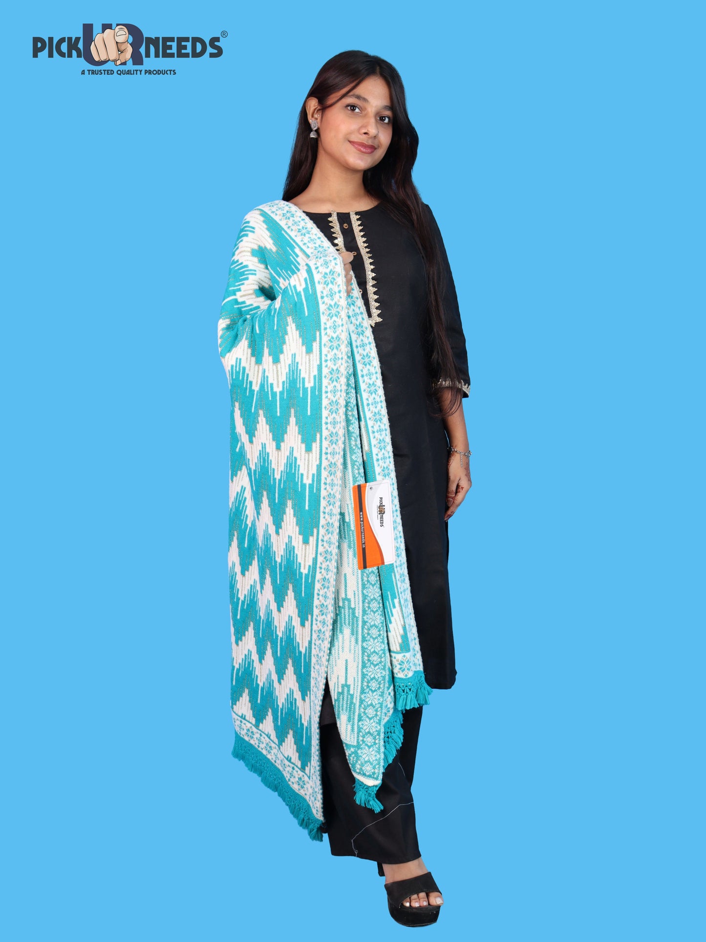 Pick Ur Needs Premium Wool Shawl For Womens & Girls Winter Muffler Soft Knitted Designer Wrap Warm Stole