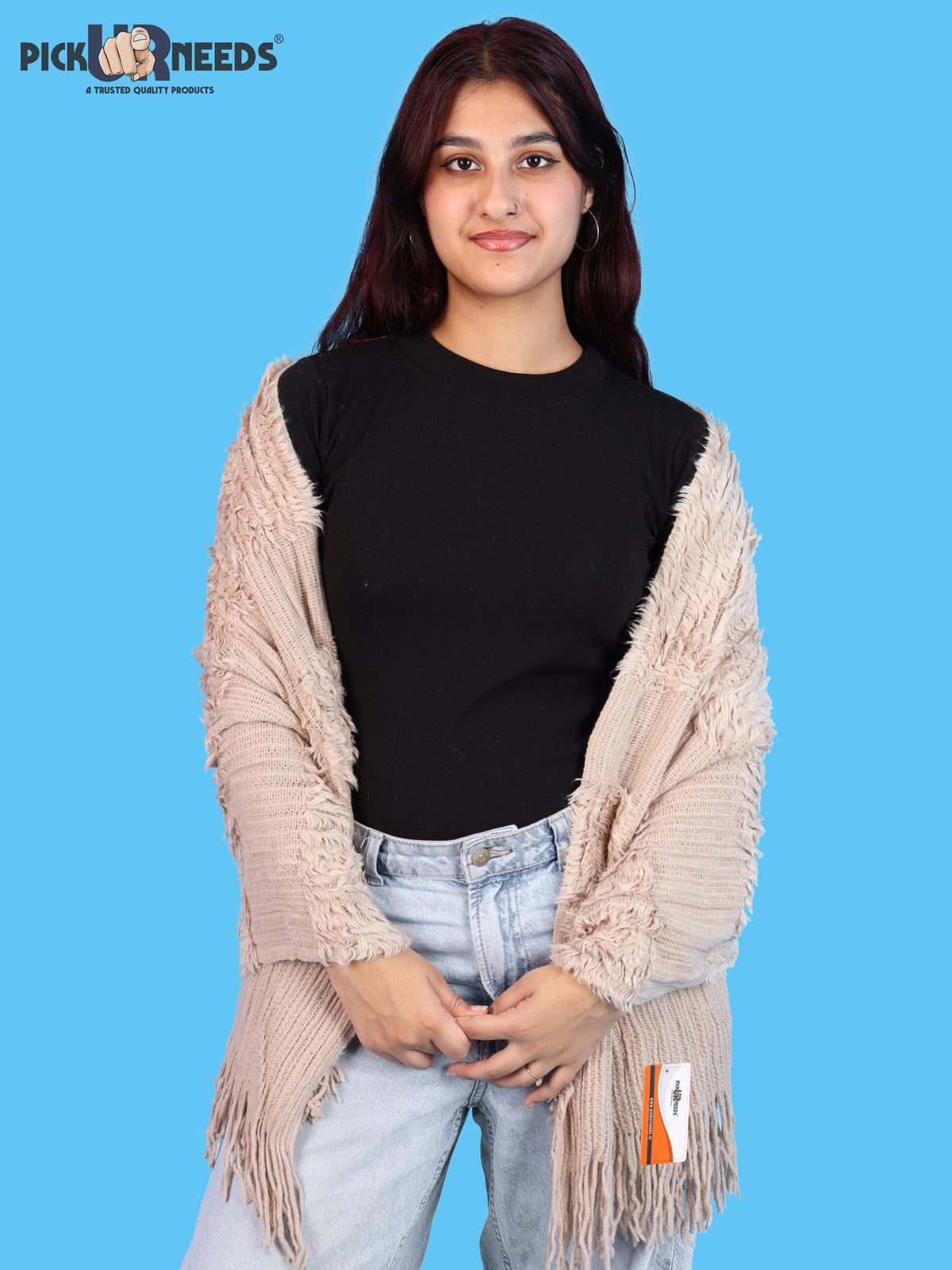 Pick Ur Needs Warm Winter Shawl & Stole for Women & Girls Soft Textured Woven Wrap with Fringe Detailing
