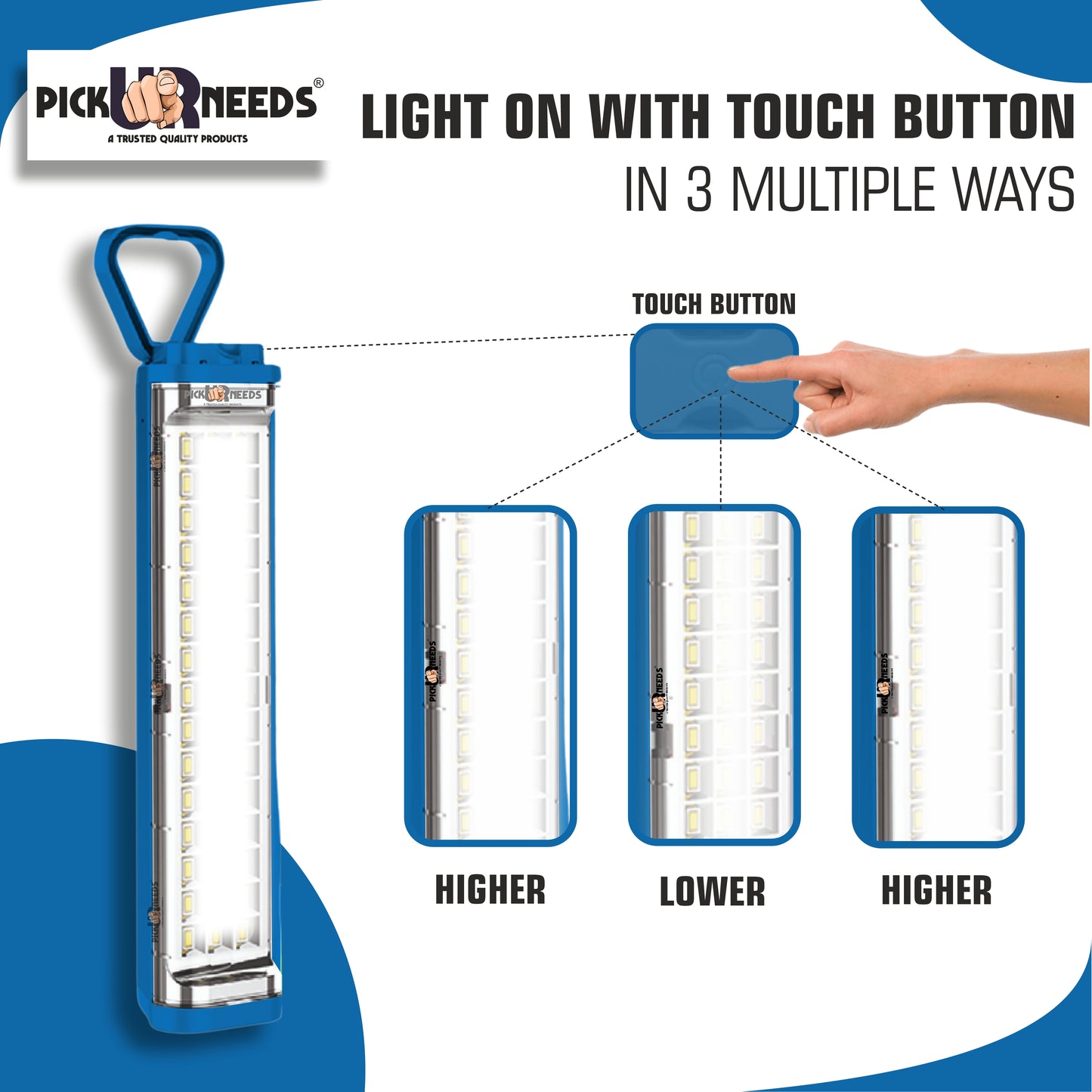 Pick Ur Needs Chargeable Emergency Light Touch Sensor On / Off 45 SMD High Bright LED 1600 mAh 5 hrs Flood Lamp Emergency Light  (Blue)