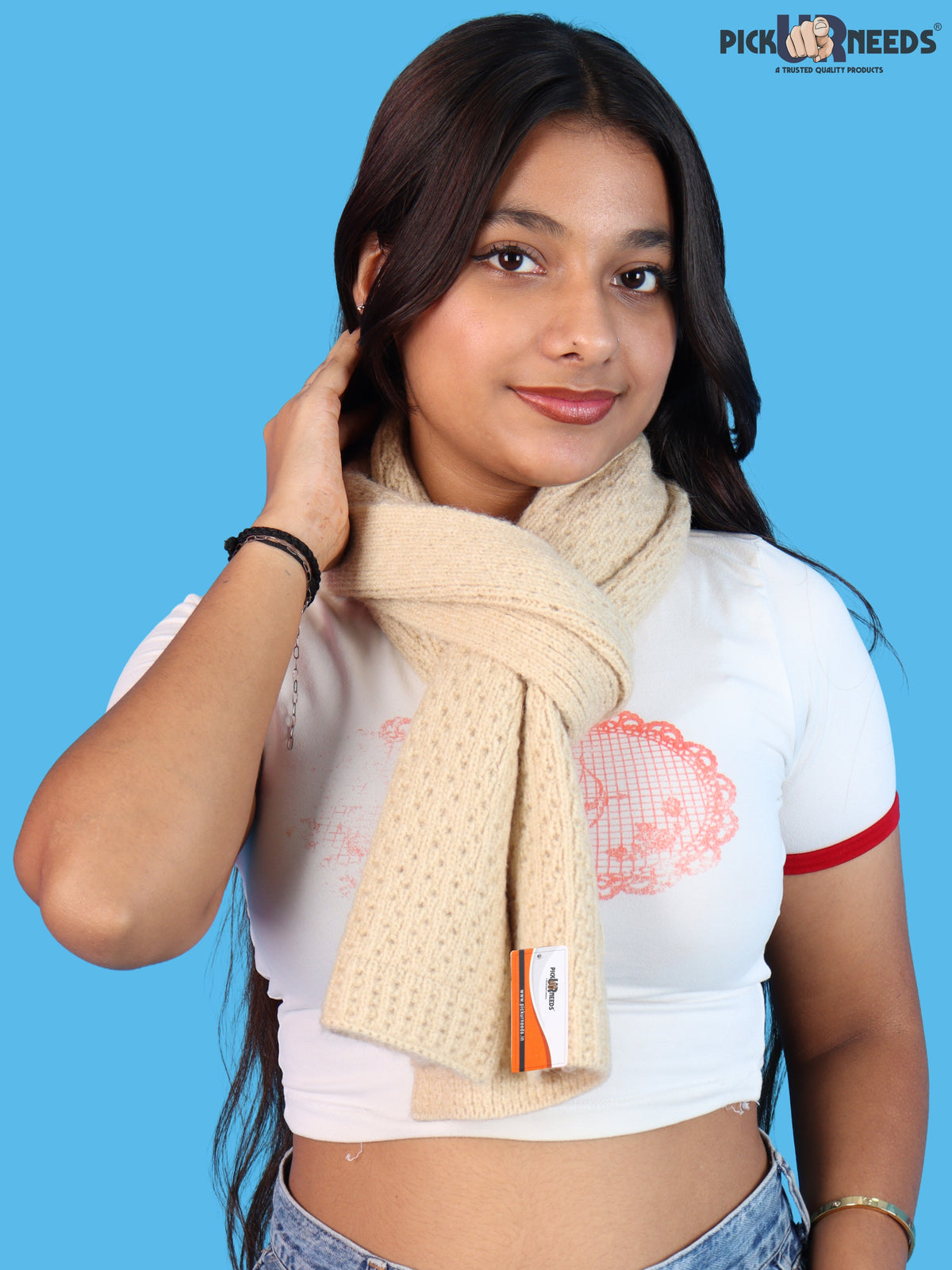 Pick Ur Needs Womens Soft Muffler Scarf, Lightweight Knitted Winter Stole, Warm & Cozy Long Neck Wrap for Women & Girls