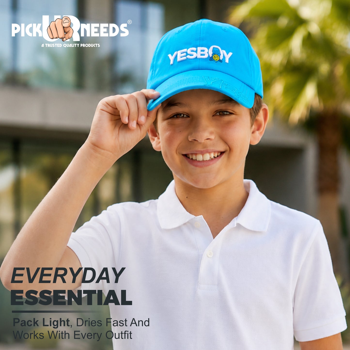 Pick Ur Needs YESBOY Cap,3D Embroidery, Breathable Fabric, Adjustable Fit, Teenager Unisex Kids,Lightweight Caps
