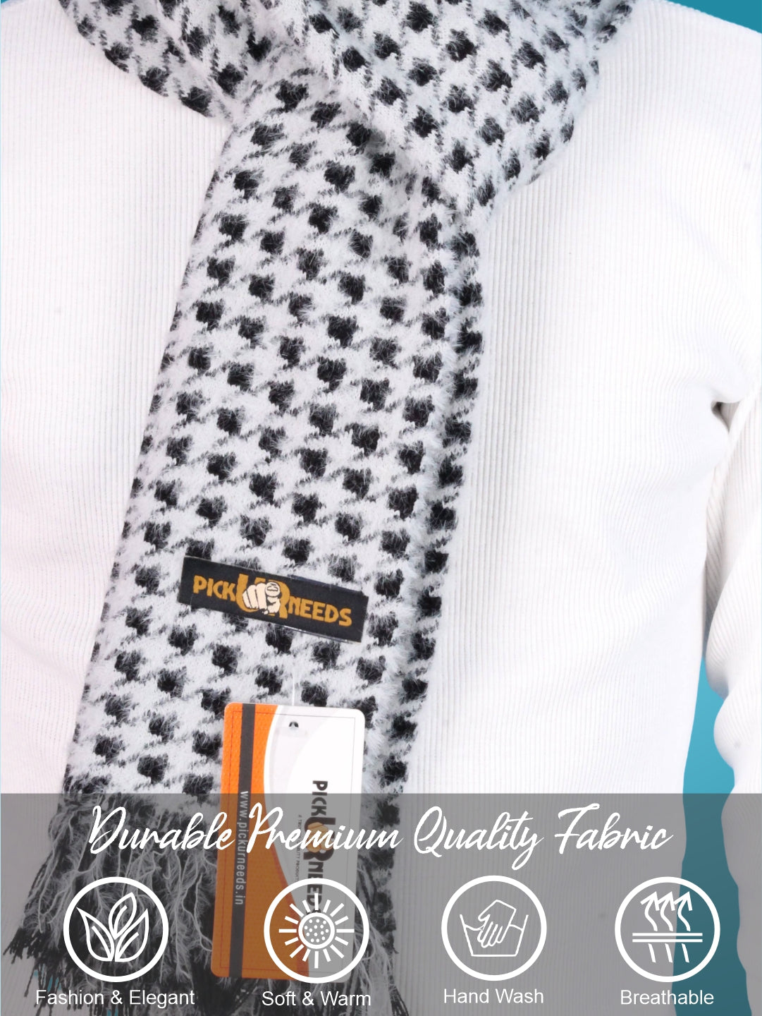 Pick Ur Needs Soft Warm Woolen Premium Winter Muffler for Men Scarf with Stylish Check Pattern Long & Comfortable Cold Weather Neck Wrap