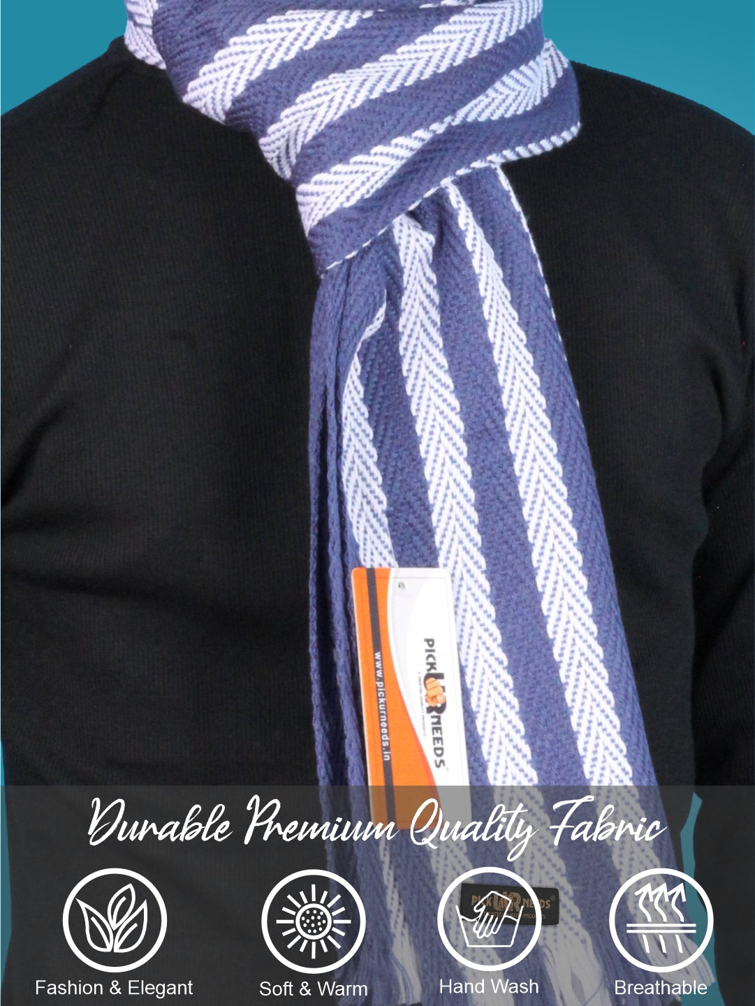 Pick Ur Needs Premium Men's Warm And Stylish Woolen Muffler With Multicolour Stripes And Stylish Tussles Ends
