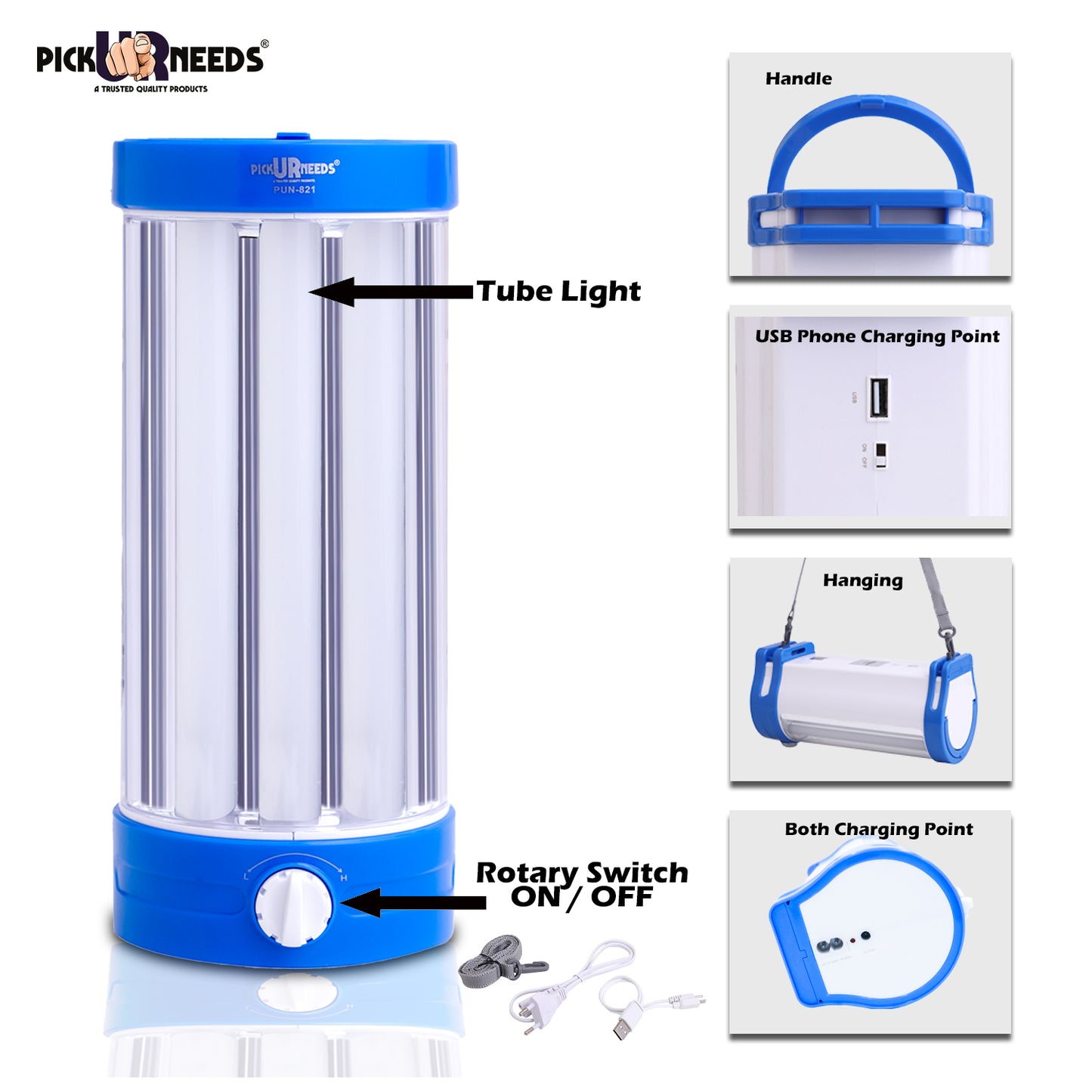 Pick Ur Needs Rechargeable Lantern Emergency Light 3 Long Tube For Home With 15 Hrs Lantern Emergency Light