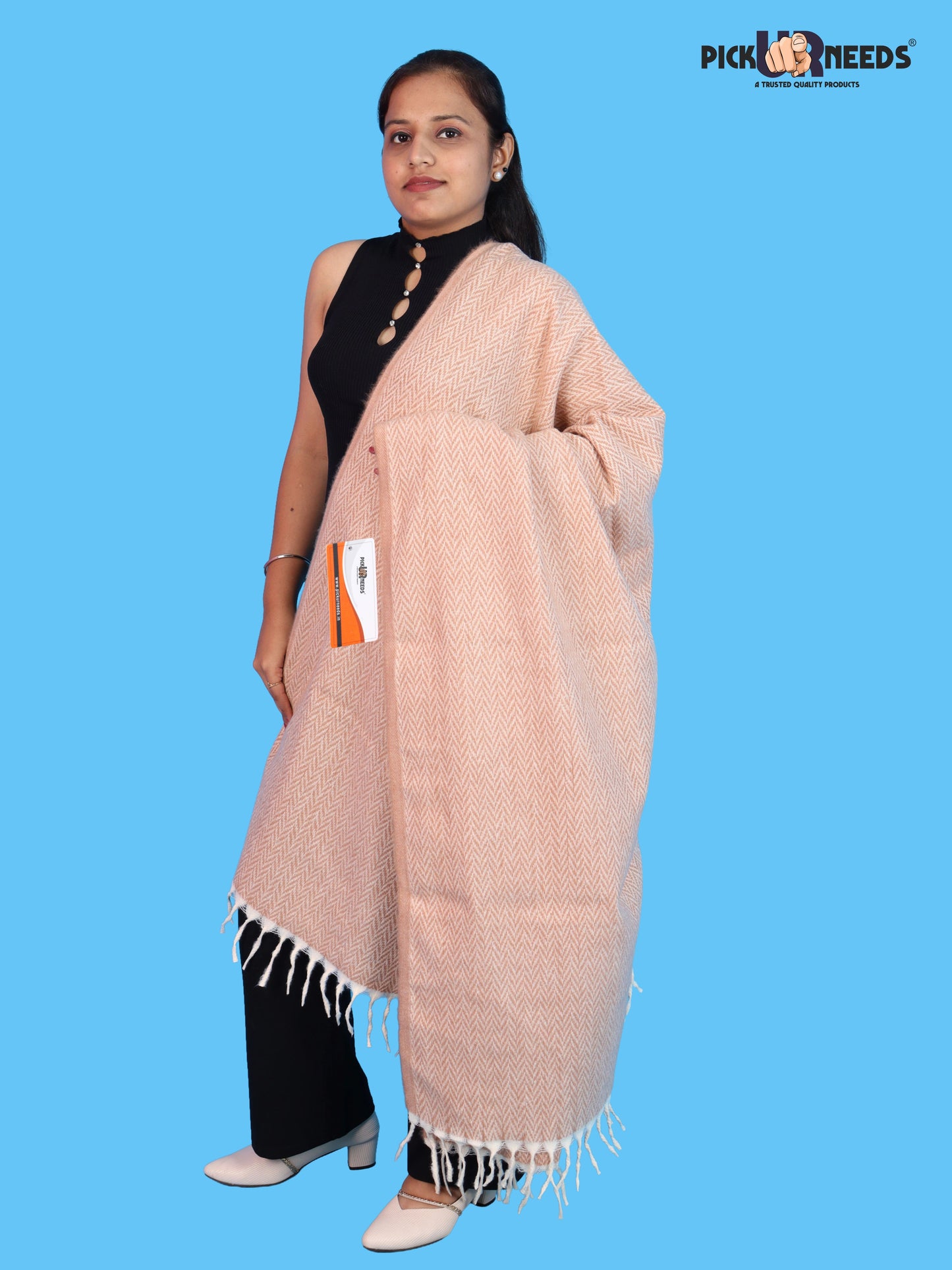 Pick Ur Needs Women’s Winter Muffler Shawl Soft & Warm Knitted Herringbone Wrap with Elegant Fringe Stole For Girls