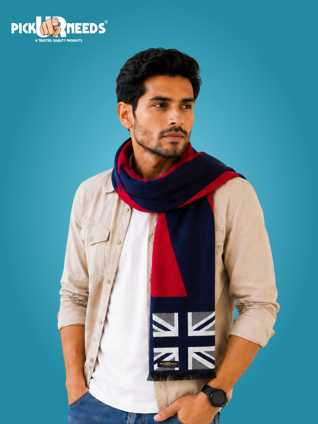 Pick Ur Needs Wool Blend Muffler for Men Soft Winter Scarf with Elegant Checks All-Day Comfort