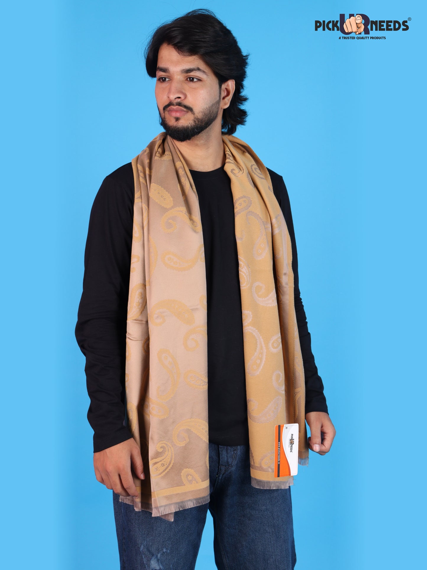 Pick Ur Needs Mens 2-in-1 Shawl & Stole, Elegant Paisley Print Winter Wrap, Lightweight Warm Shoulder Scarf for Boys, Stylish Reversible-Style