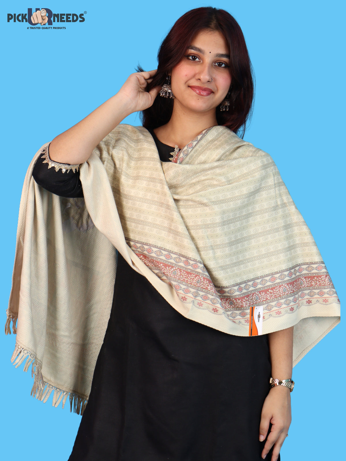 Pick Ur Needs Premium Soft Woolen Women & Girls Stylish Shawl with Elegant Design for Winter & Wedding
