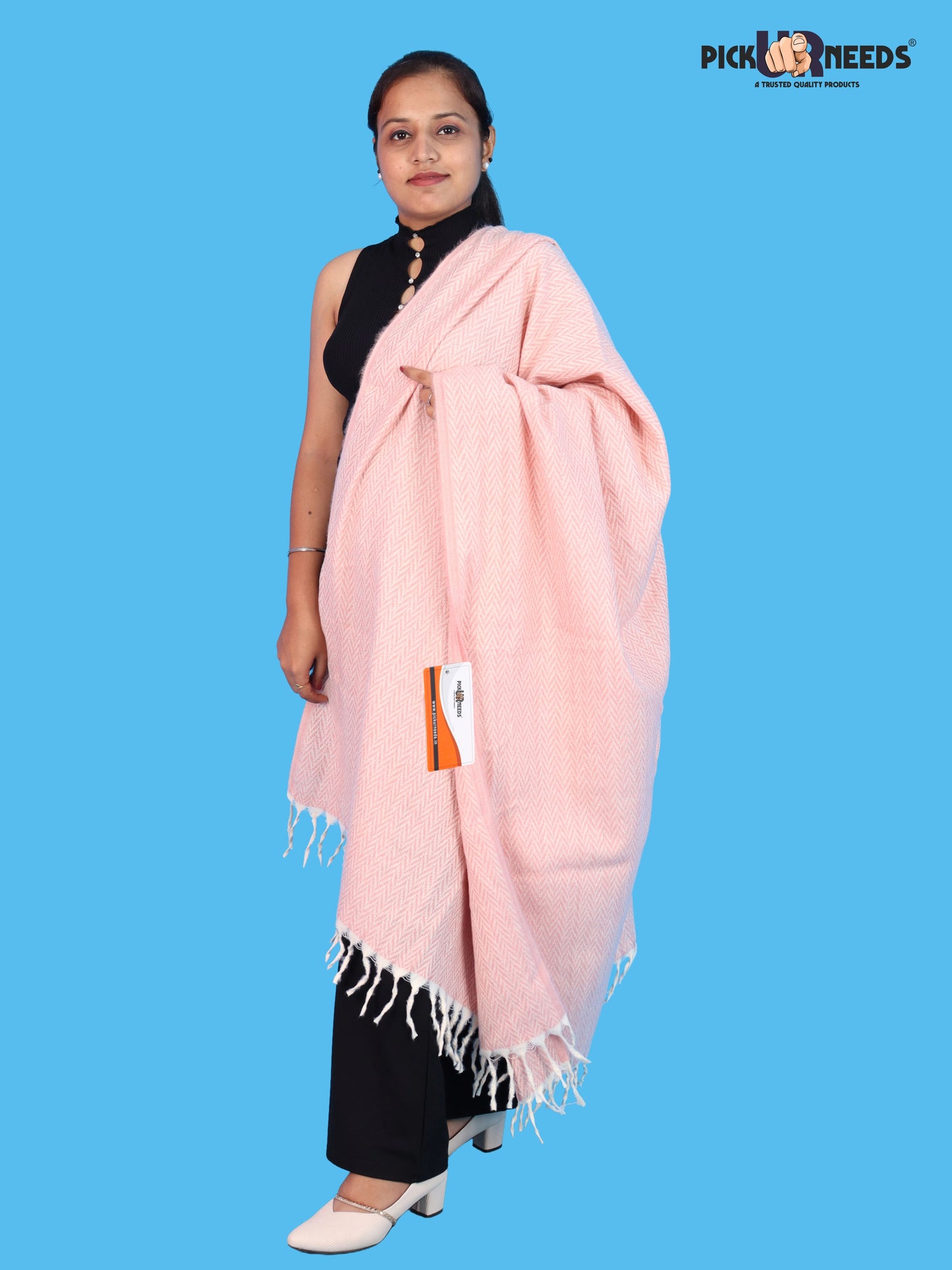 Pick Ur Needs Women’s Winter Muffler Shawl Soft & Warm Knitted Herringbone Wrap with Elegant Fringe Stole For Girls
