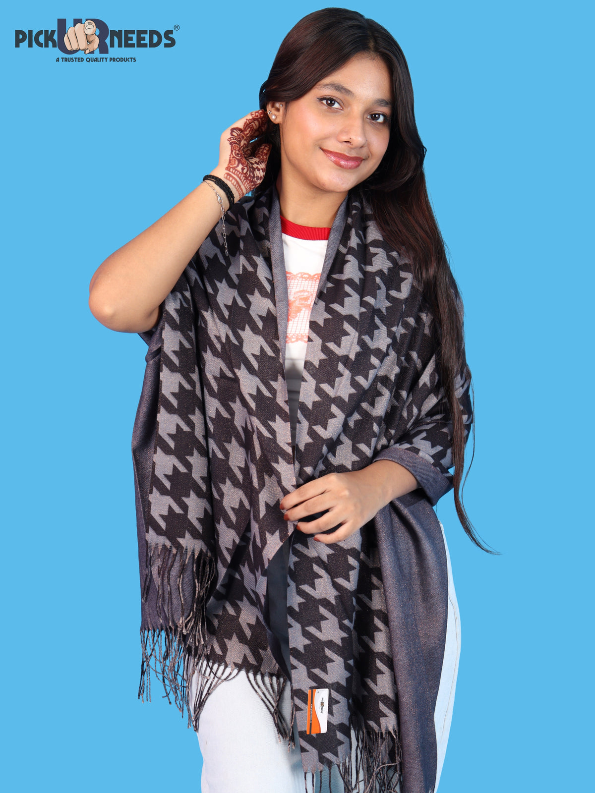 Pick Ur Needs Premium Winter Womens & Girls Shawl Soft & Cozy Printed with Elegant Geometric Design