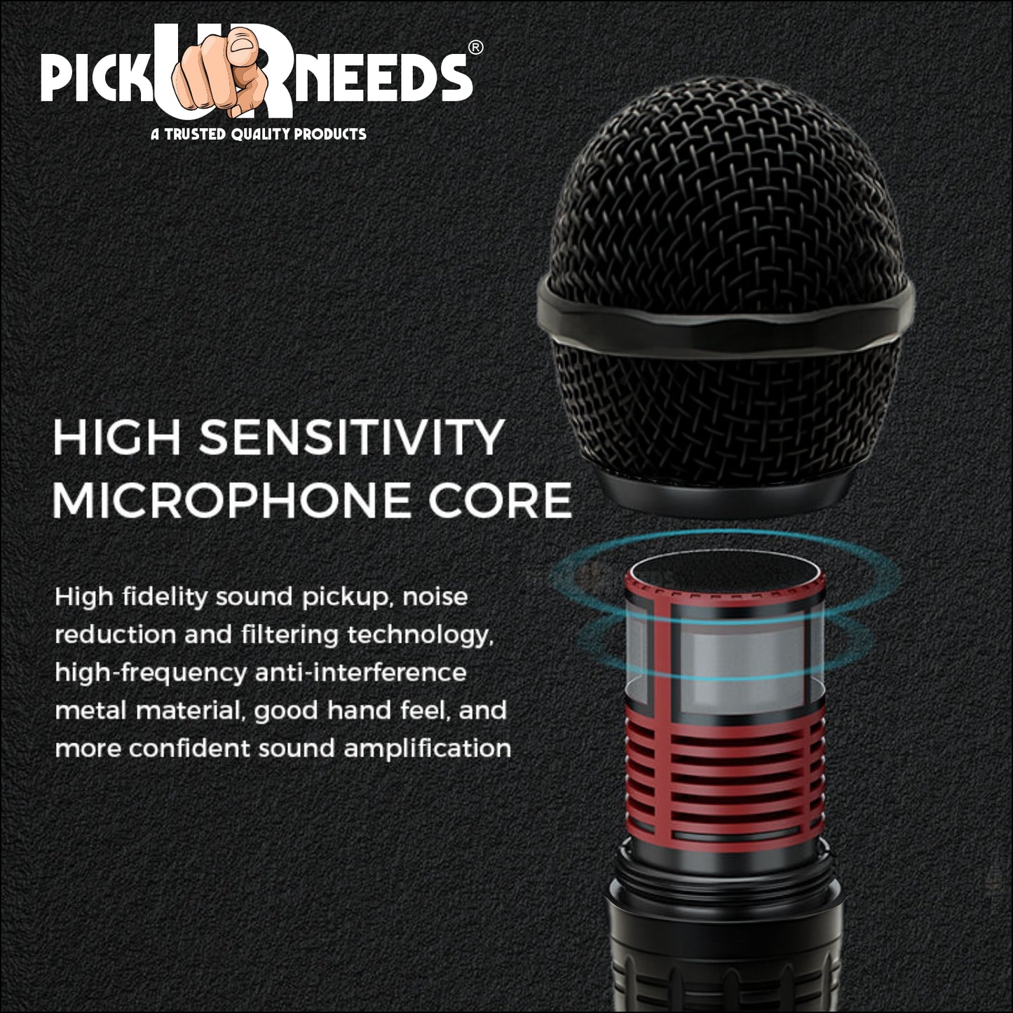 Pick Ur Needs Professional Dynamic Microphone – Wired Cardioid Mic, All-Metal Body- Corded Mic Microphone