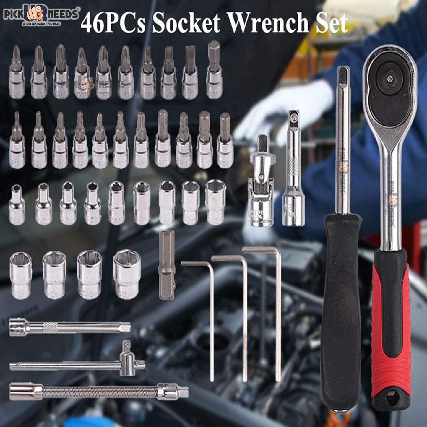 Pick Ur Needs 46pcs in 1 Tool Kit & Screwdriver Socket Set Multi Purpose Combination Tool Kit Power & Hand Tool Kit  (46 Tools)