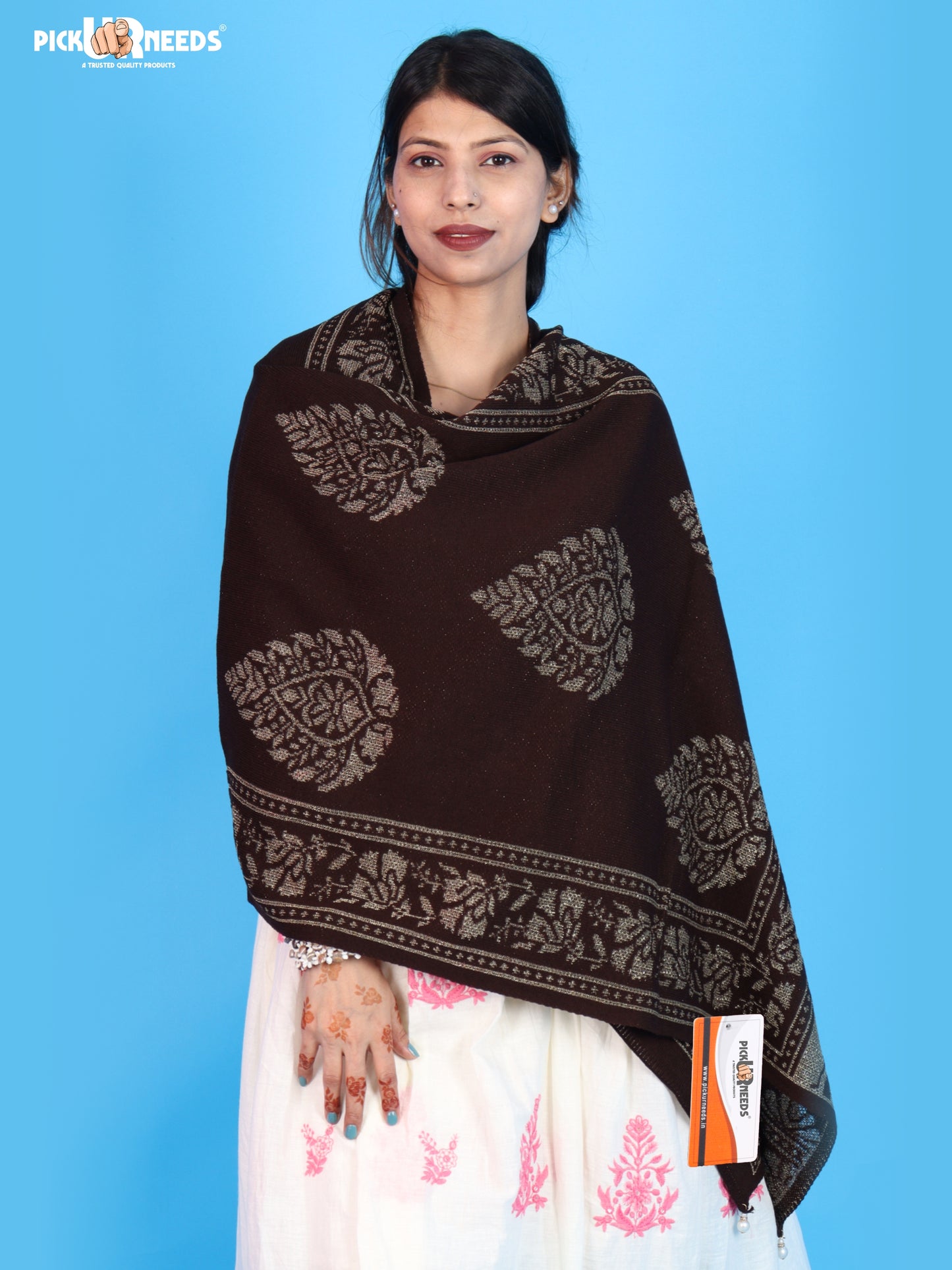 Pick Ur Needs Womens & Girls Soft Knitted Winter Shawl with Elegant Floral & Geometric Pattern, Warm Lightweight Stylish Stole For Ladies