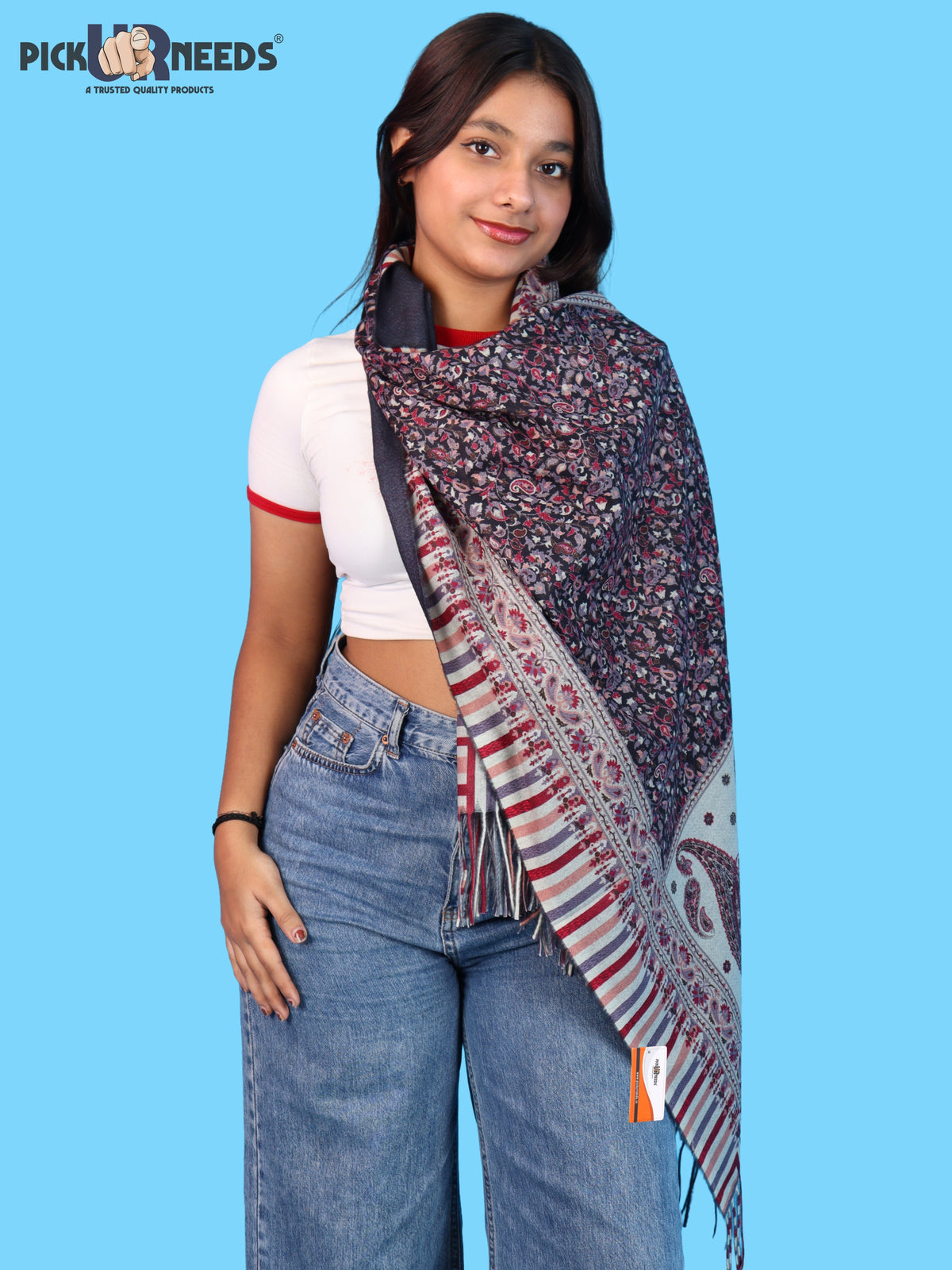Pick Ur Needs Women Winter Shawl & Muffler Soft Warm Floral Paisley Printed Stole with Tassels Stylish Lightweight Neck Wrap Scarf for Women & Girls