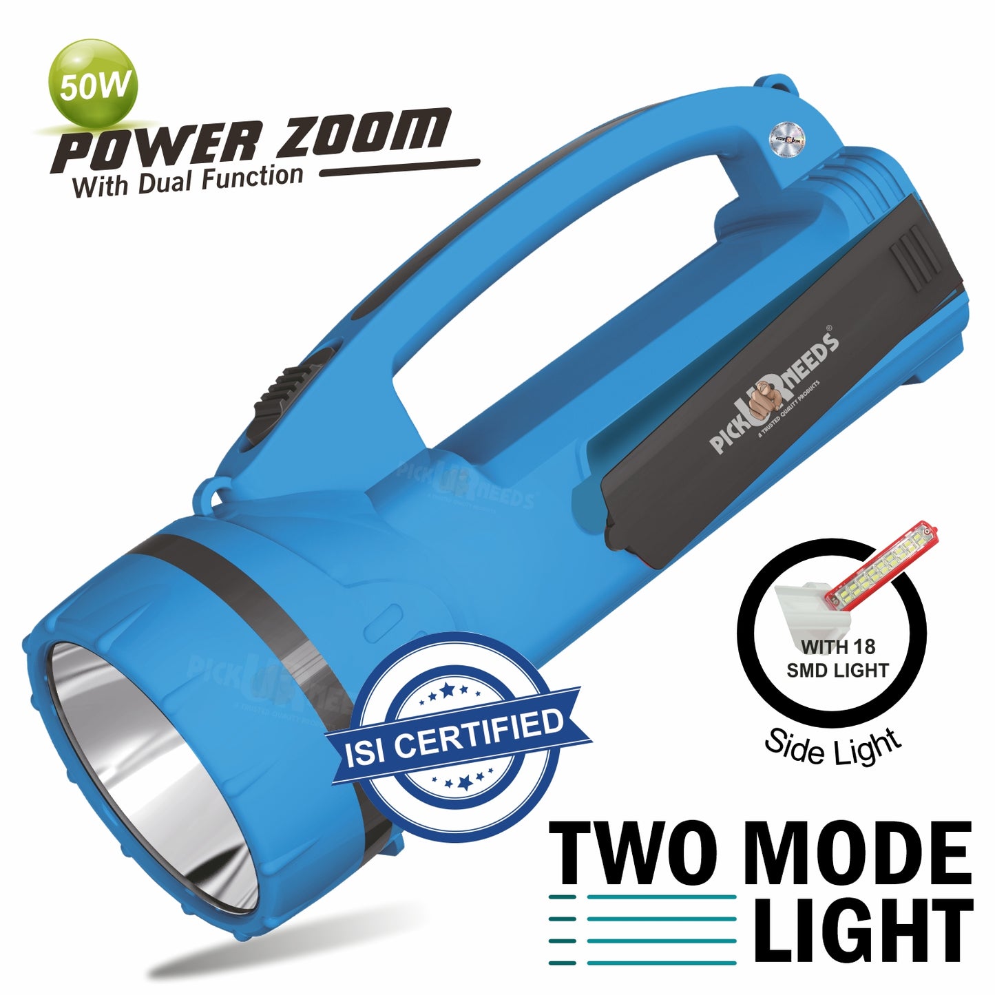Pick Ur Needs 50W Long Range Rechargeable Search Laser with 1500mAh Battery, 18 SMD Bright 8 hrs Torch Emergency Light  (Yellow)